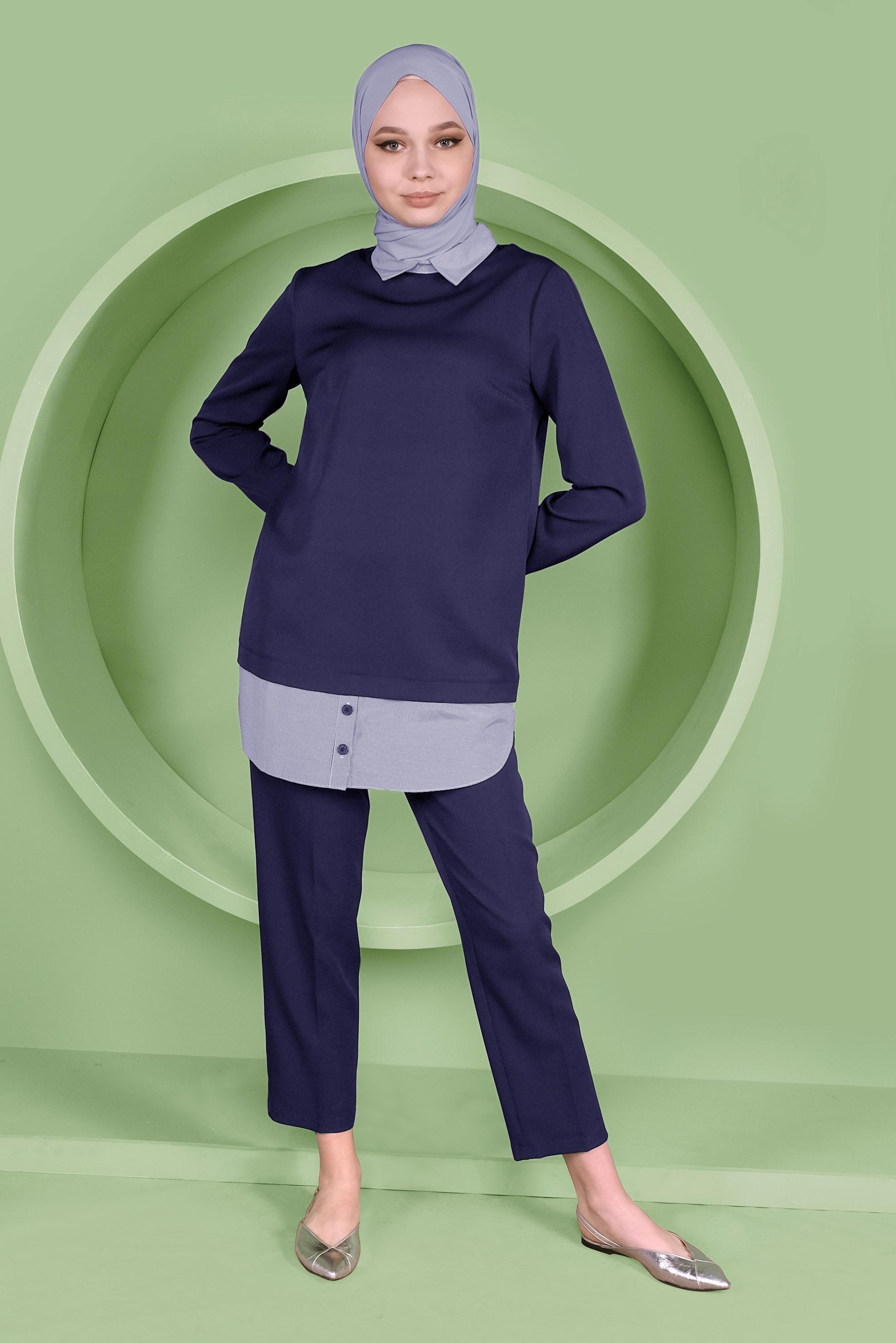 Tesettür giyim LACİVERT 41380 43961 2&prime;Lİ PANT.TAKIM 38/44 TEK40