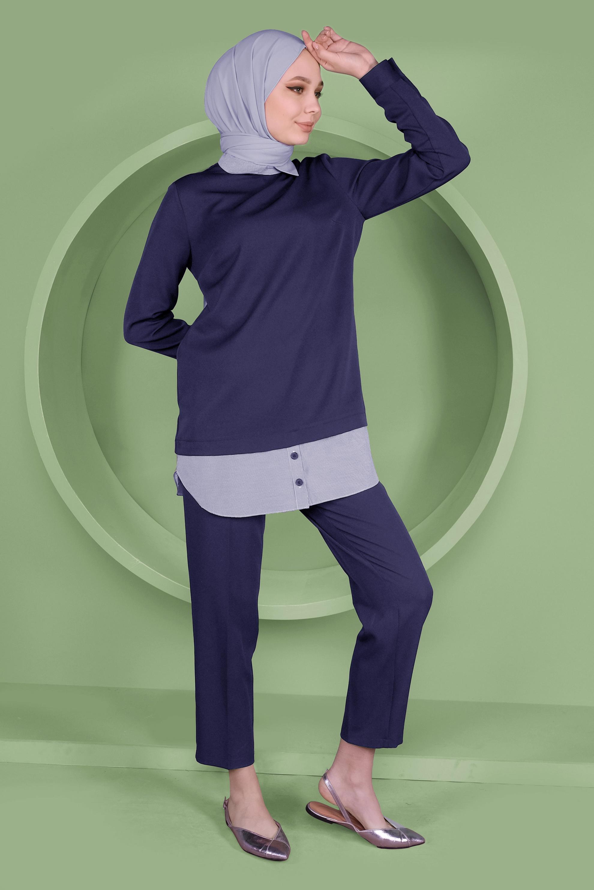 Tesettür giyim LACİVERT 41380 43961 2&prime;Lİ PANT.TAKIM 38/44 TEK40