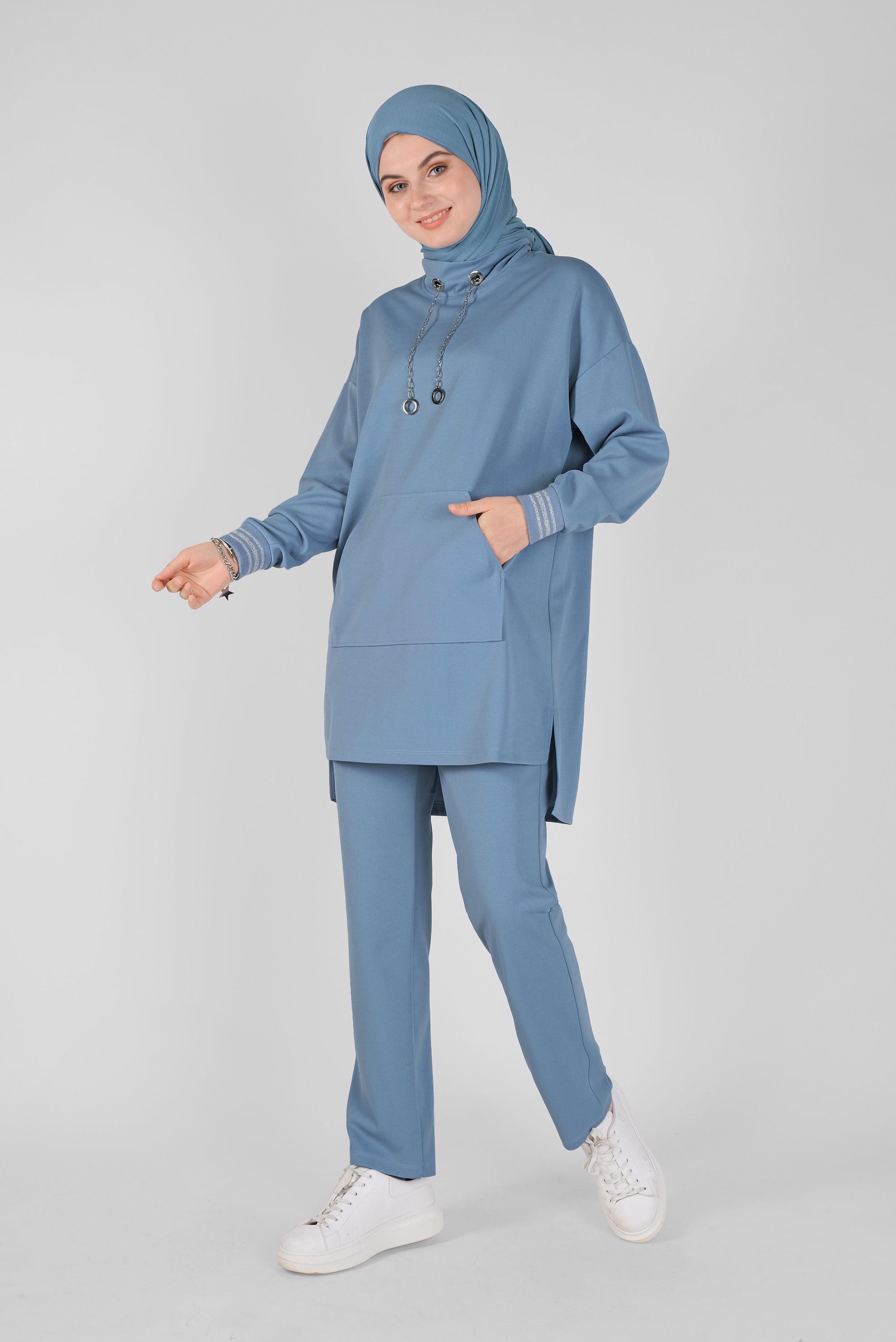 Tesettür giyim MAVİ 41411 7832 2&prime;Lİ PANT.TAKIM 38/46 TEK40