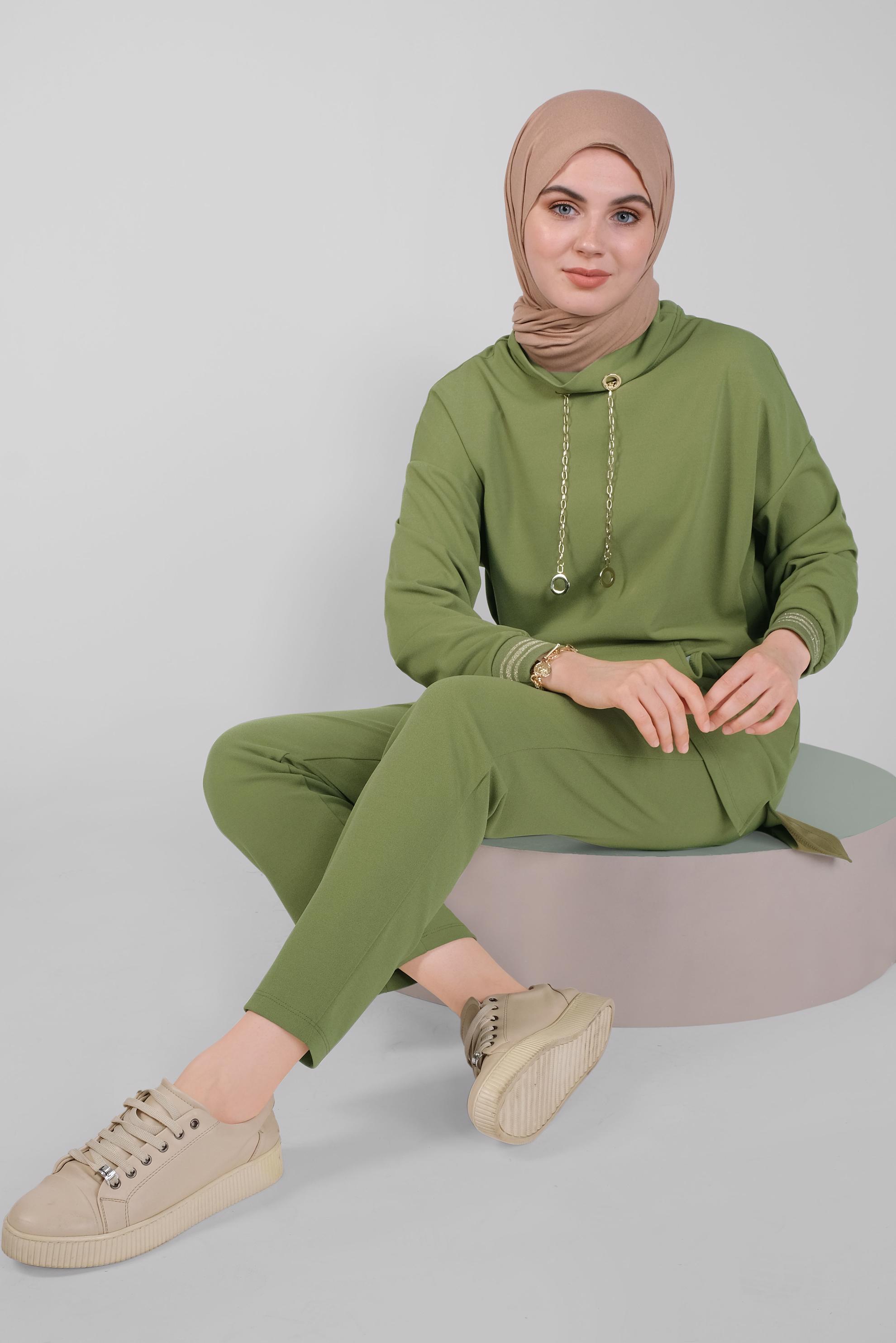 Tesettür giyim YEŞİL 41411 7832 2&prime;Lİ PANT.TAKIM 38/46 TEK40