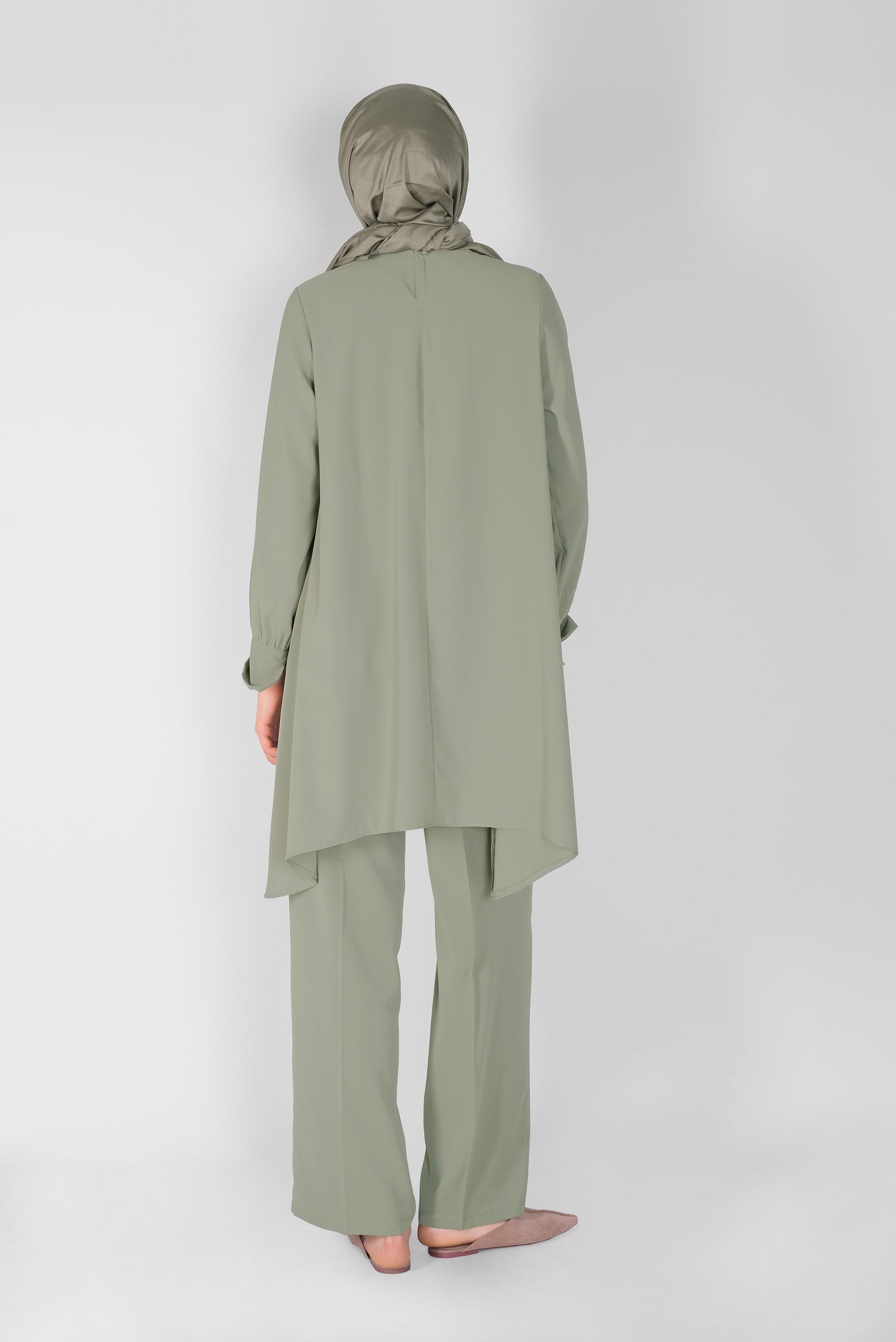 Tesettür giyim YEŞİL YUVARLAK YAKA İKİLİ PANT. TAKIM 41805 