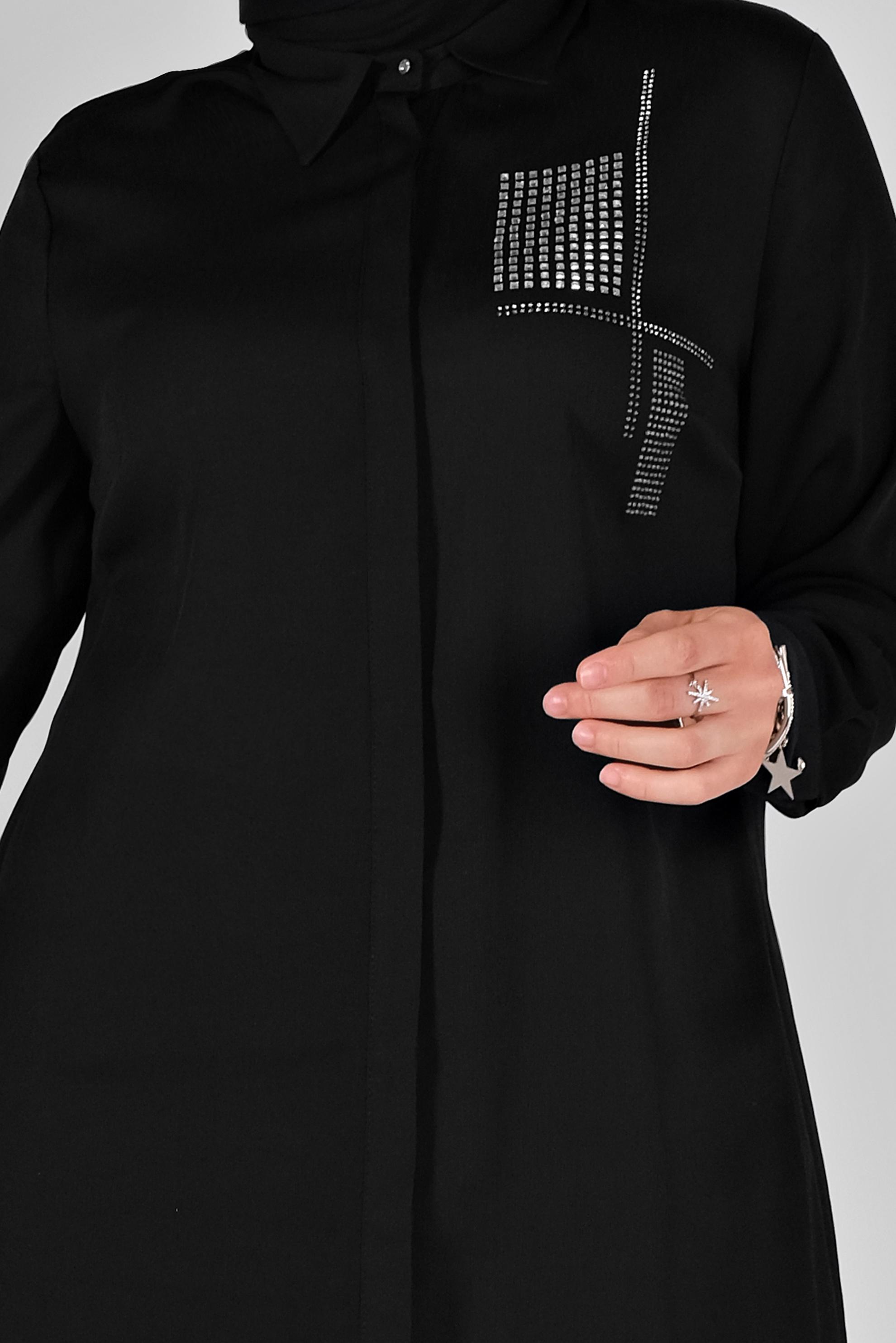 Tesettür giyim SİYAH TAŞ BASKILI TUNİK 20141