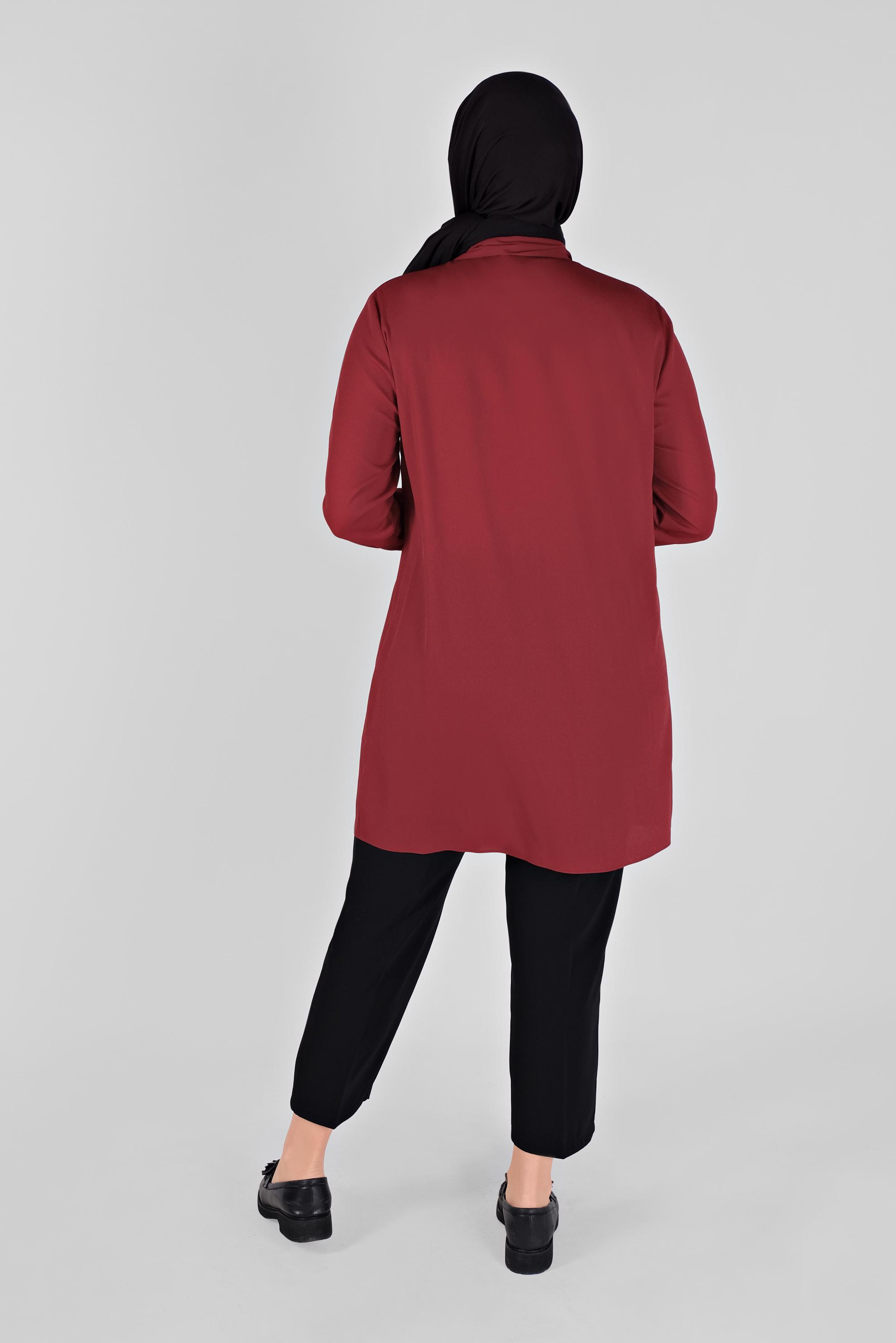 Tesettür giyim BORDO TAŞ BASKILI TUNİK 20141