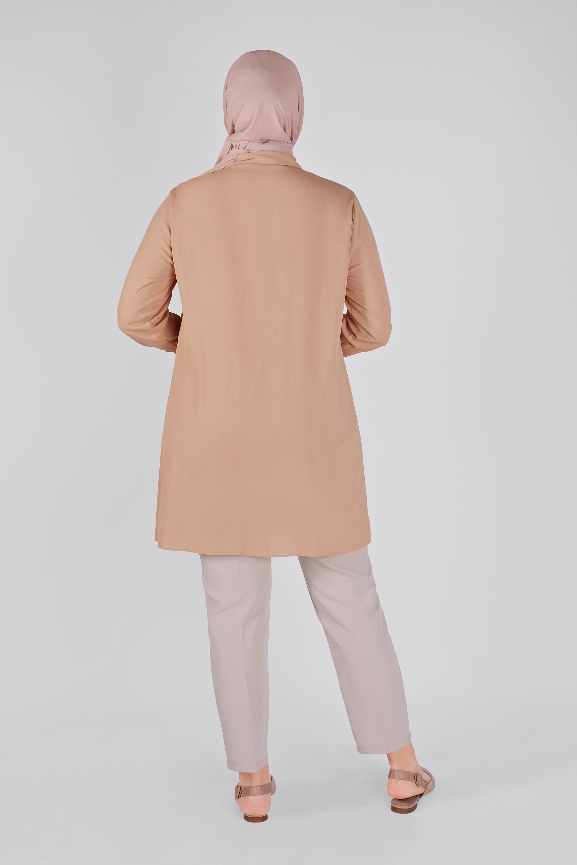 Tesettür giyim PUDRA TAŞ BASKILI TUNİK 20141