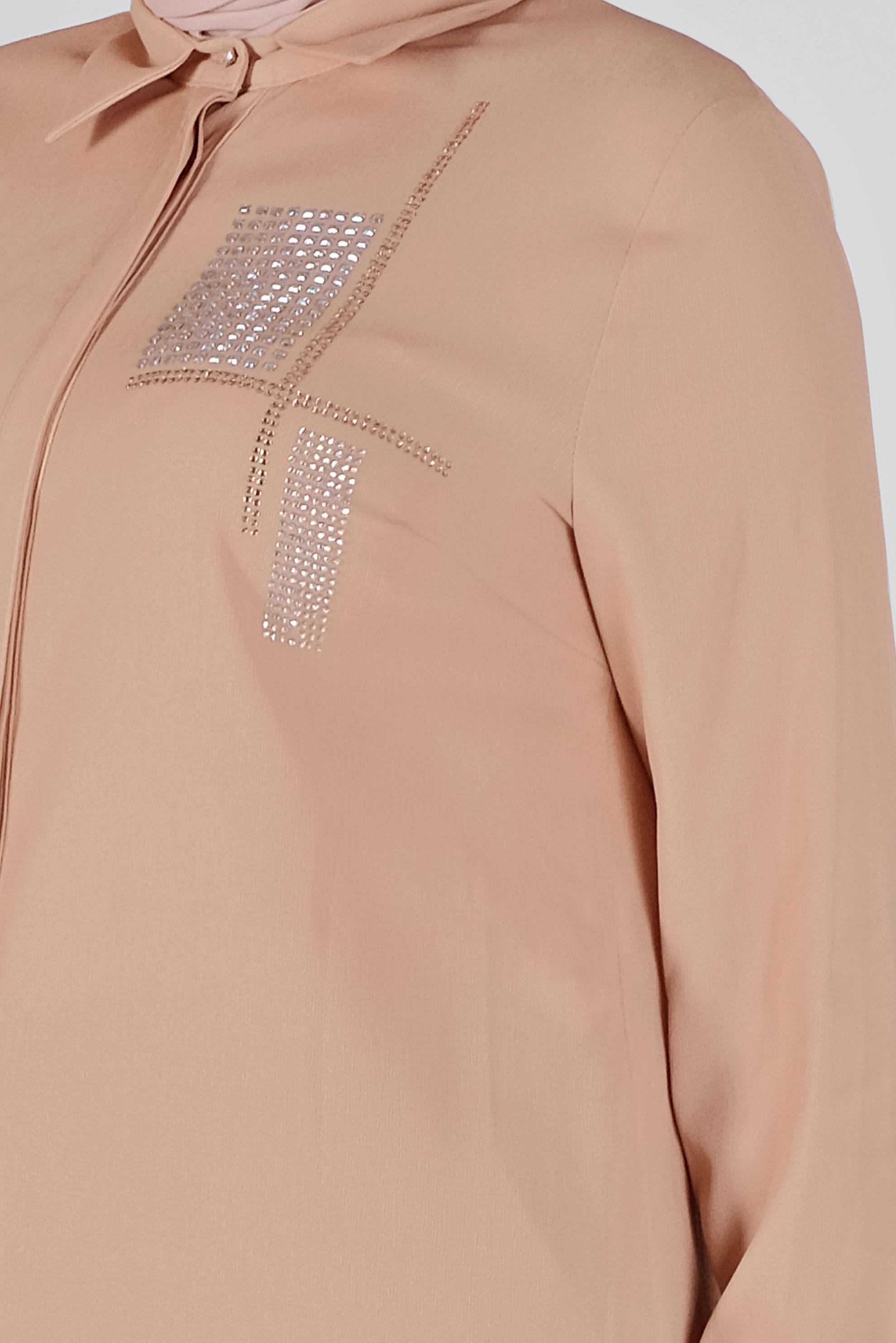 Tesettür giyim PUDRA TAŞ BASKILI TUNİK 20141