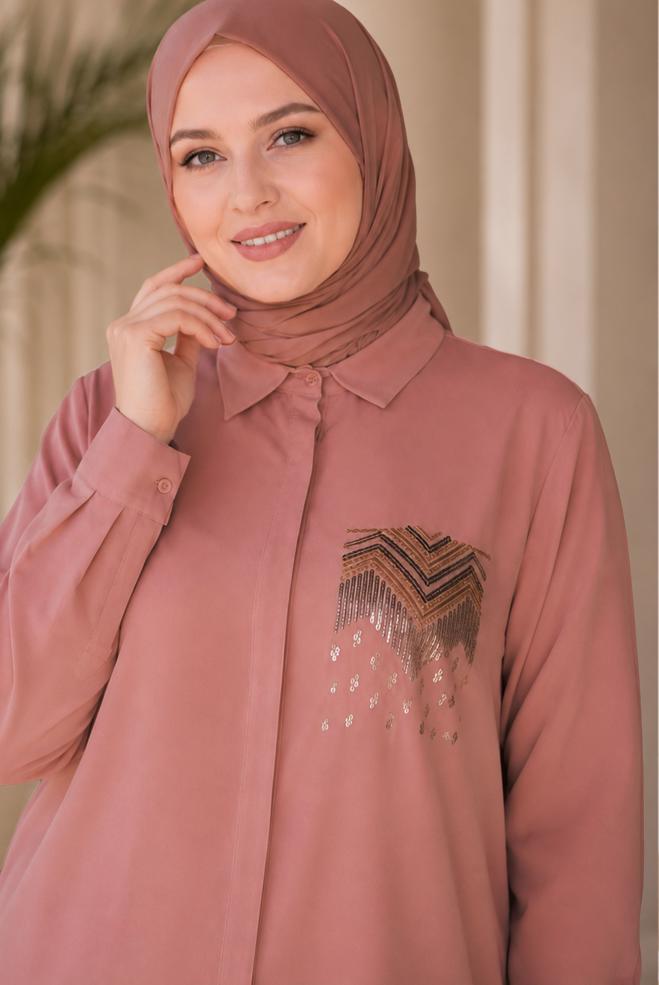 Vêtements hijab ROSE 20145 44251 TUNİK 42/50 TEK46 - ALVİNA