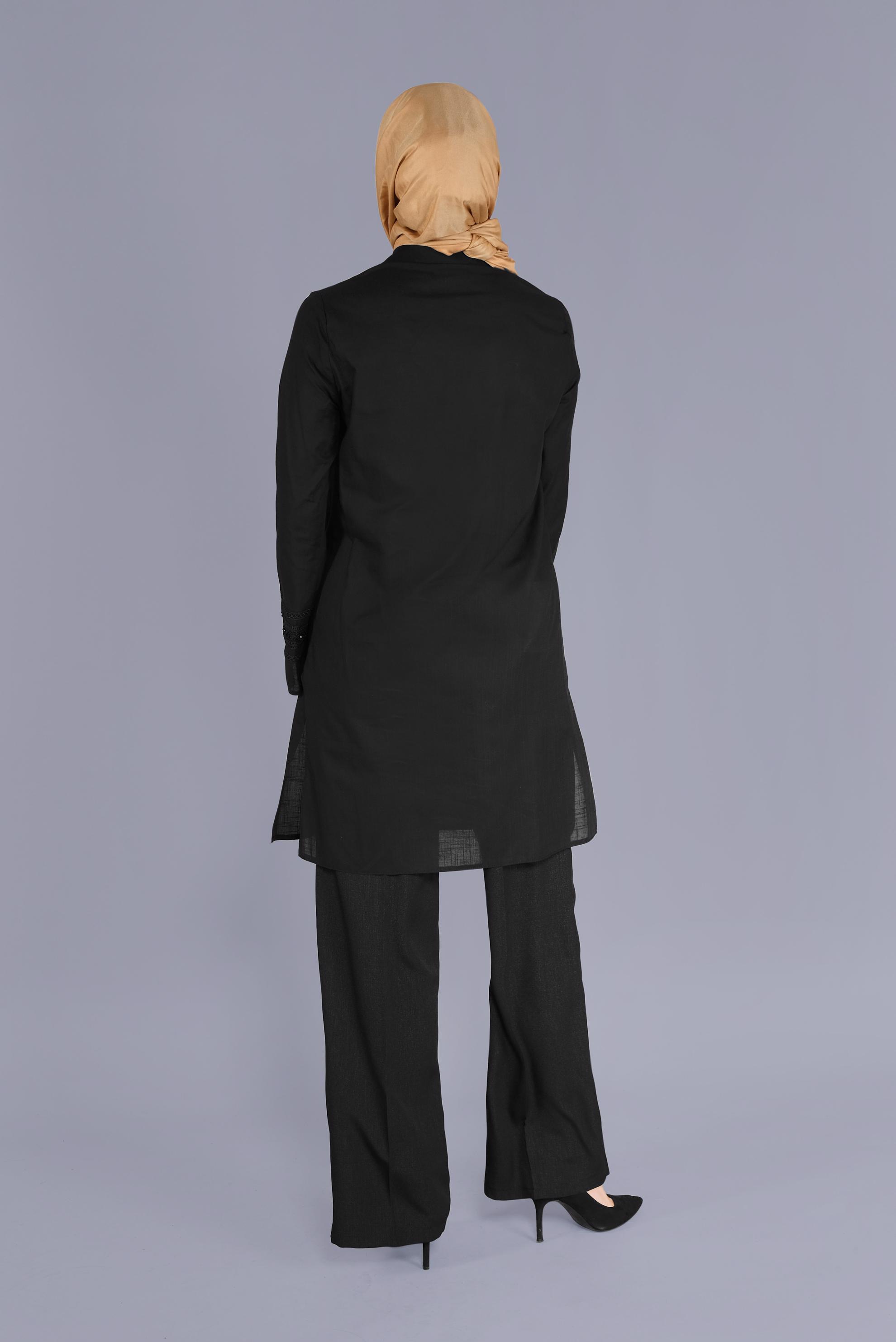 Tesettür giyim SİYAH DANTEL DETAYLI TUNİK 40777