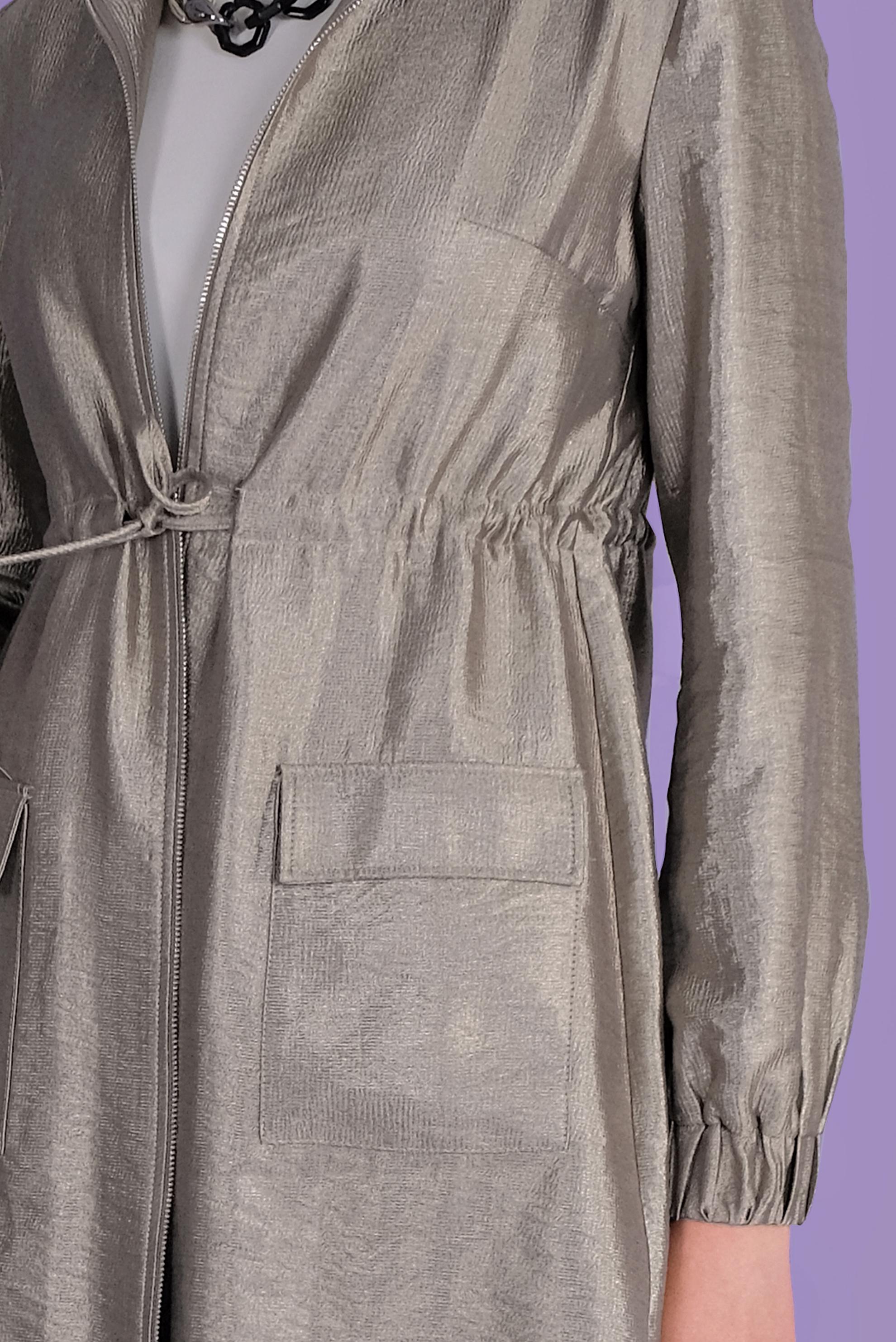 Tesettür giyim VİZON BAĞCIKLI CEPLİ VİSKON TUNİK 41258 