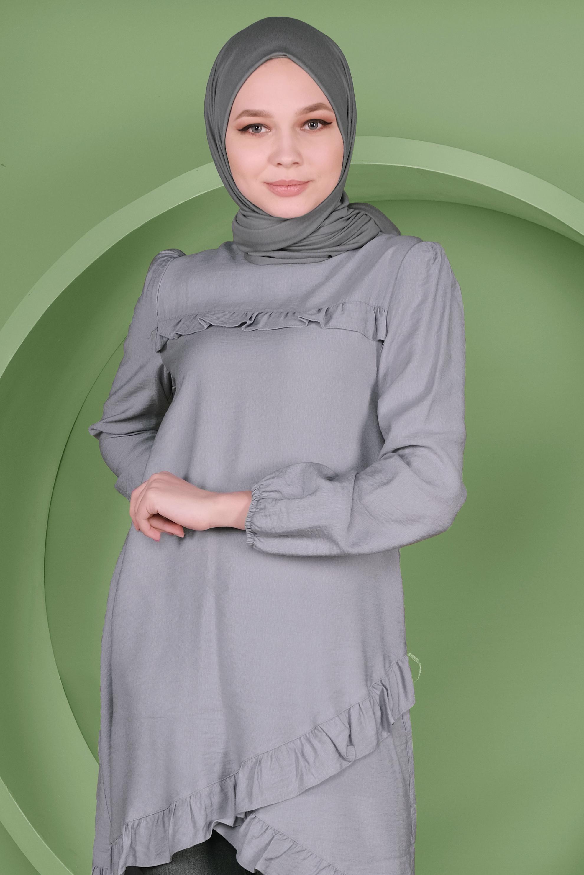 Tesettür giyim GRİ 41346 44273 TUNİK 36/42 TEK38