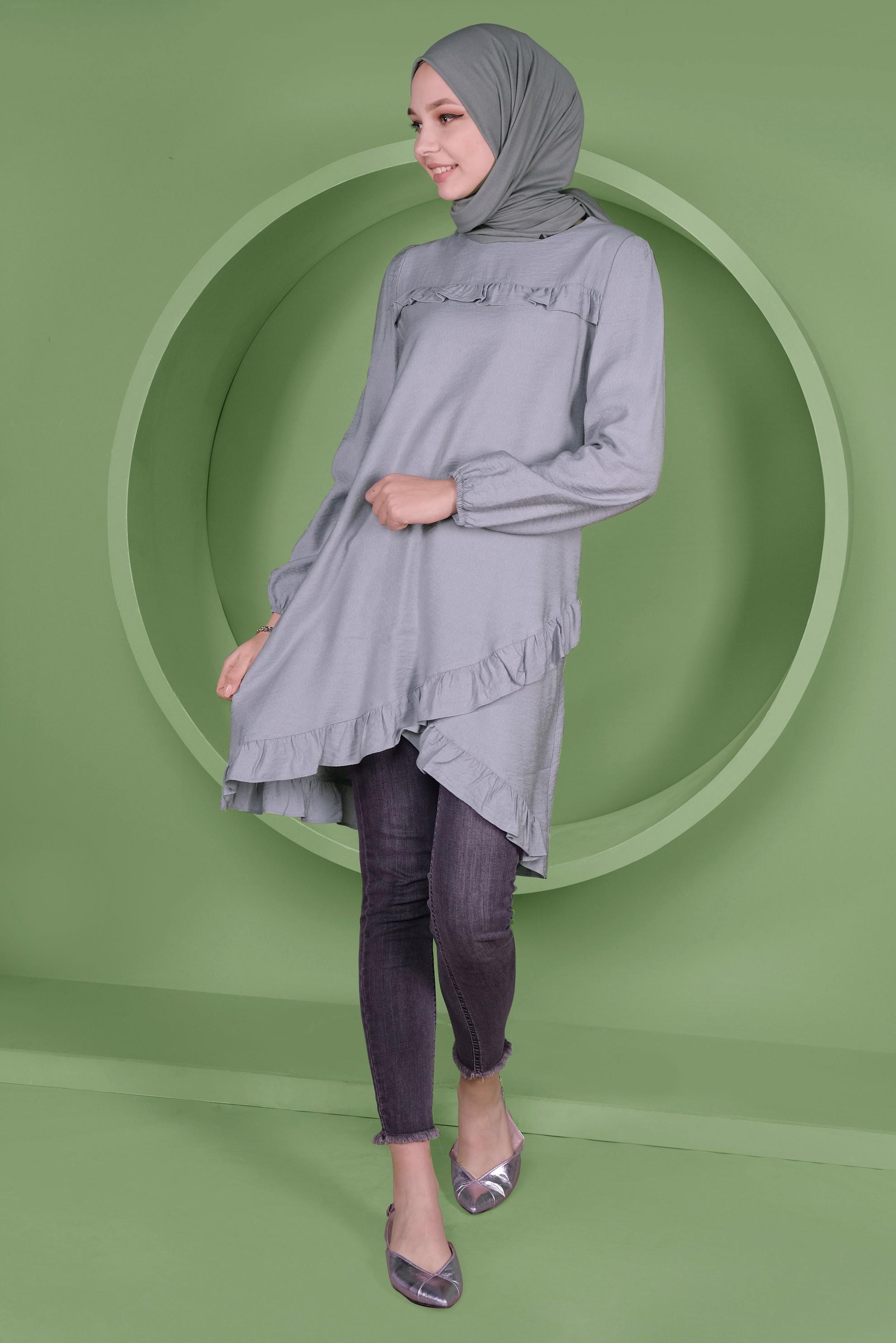 Tesettür giyim GRİ 41346 44273 TUNİK 36/42 TEK38