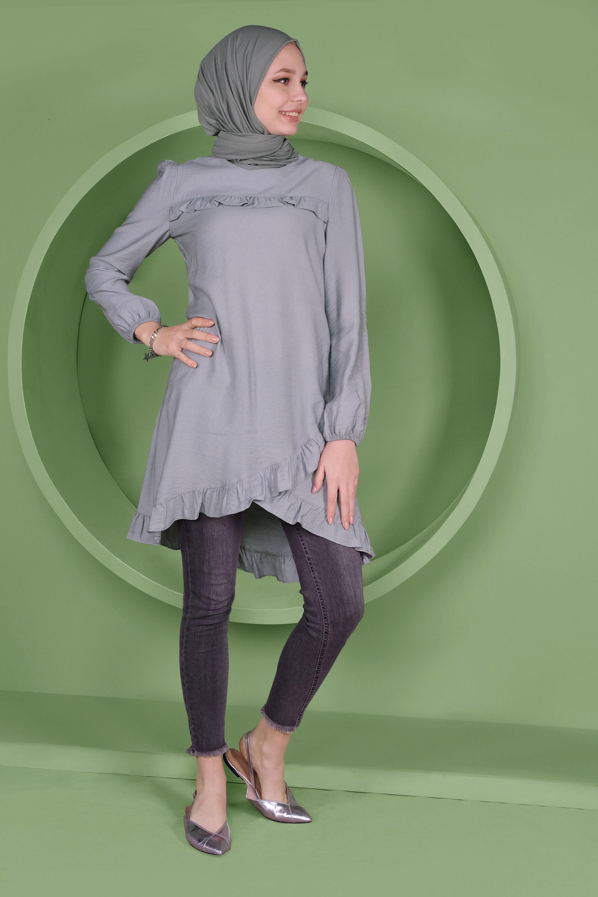 Tesettür giyim GRİ 41346 44273 TUNİK 36/42 TEK38