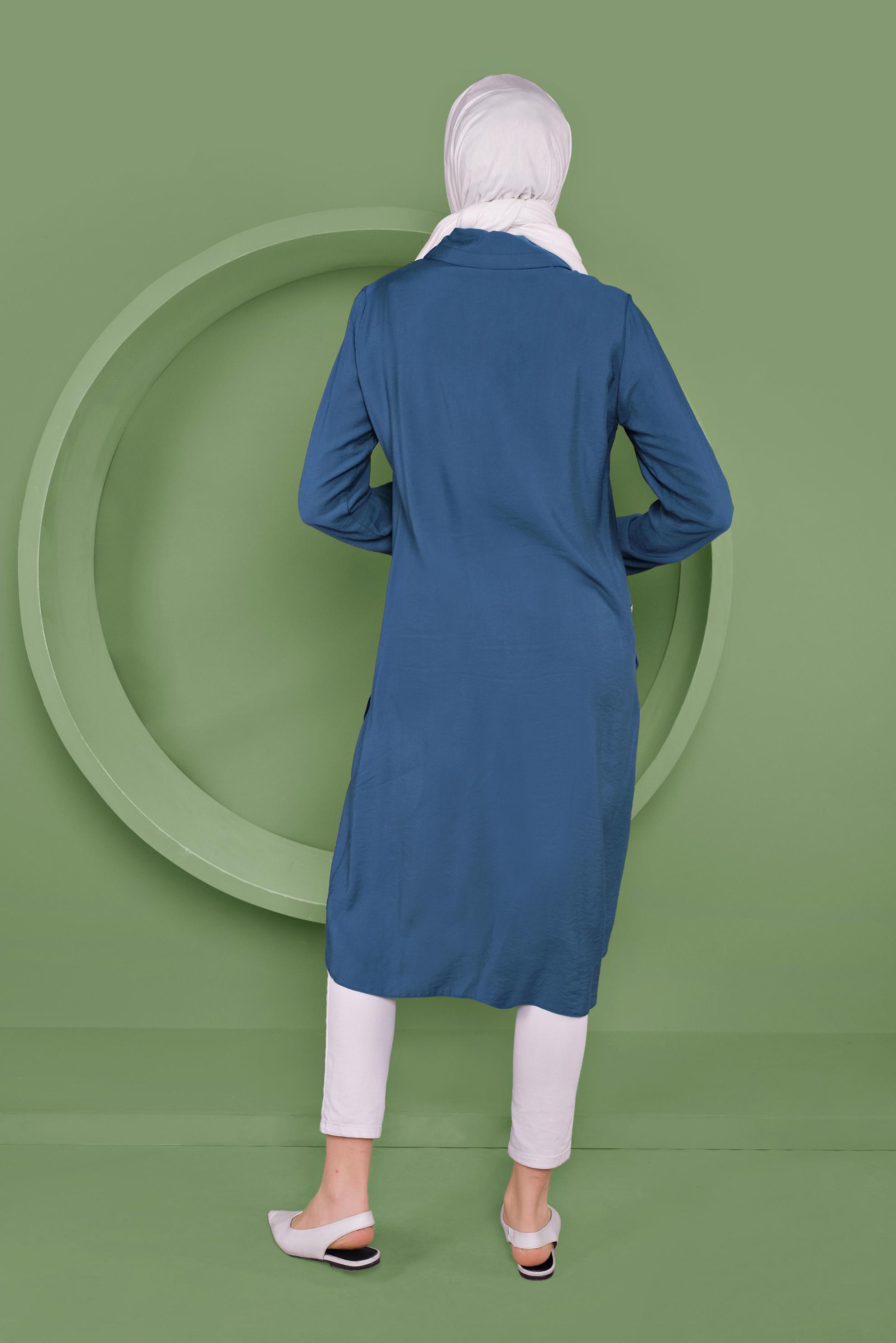 Tesettür giyim LACİVERT FERMUARLI ÇITÇIT DETAYLI TUNİK 41347