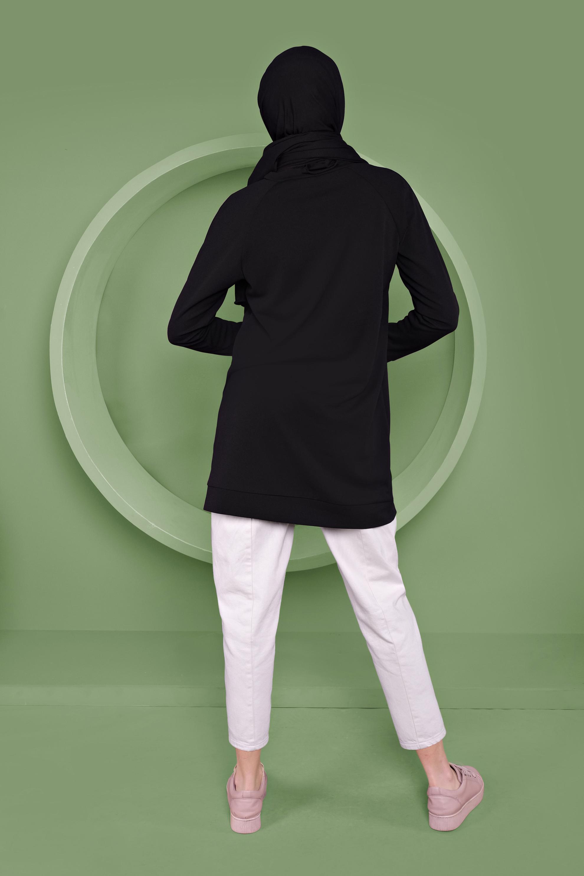 Tesettür giyim SİYAH DESEN BASKILI TUNİK 41352