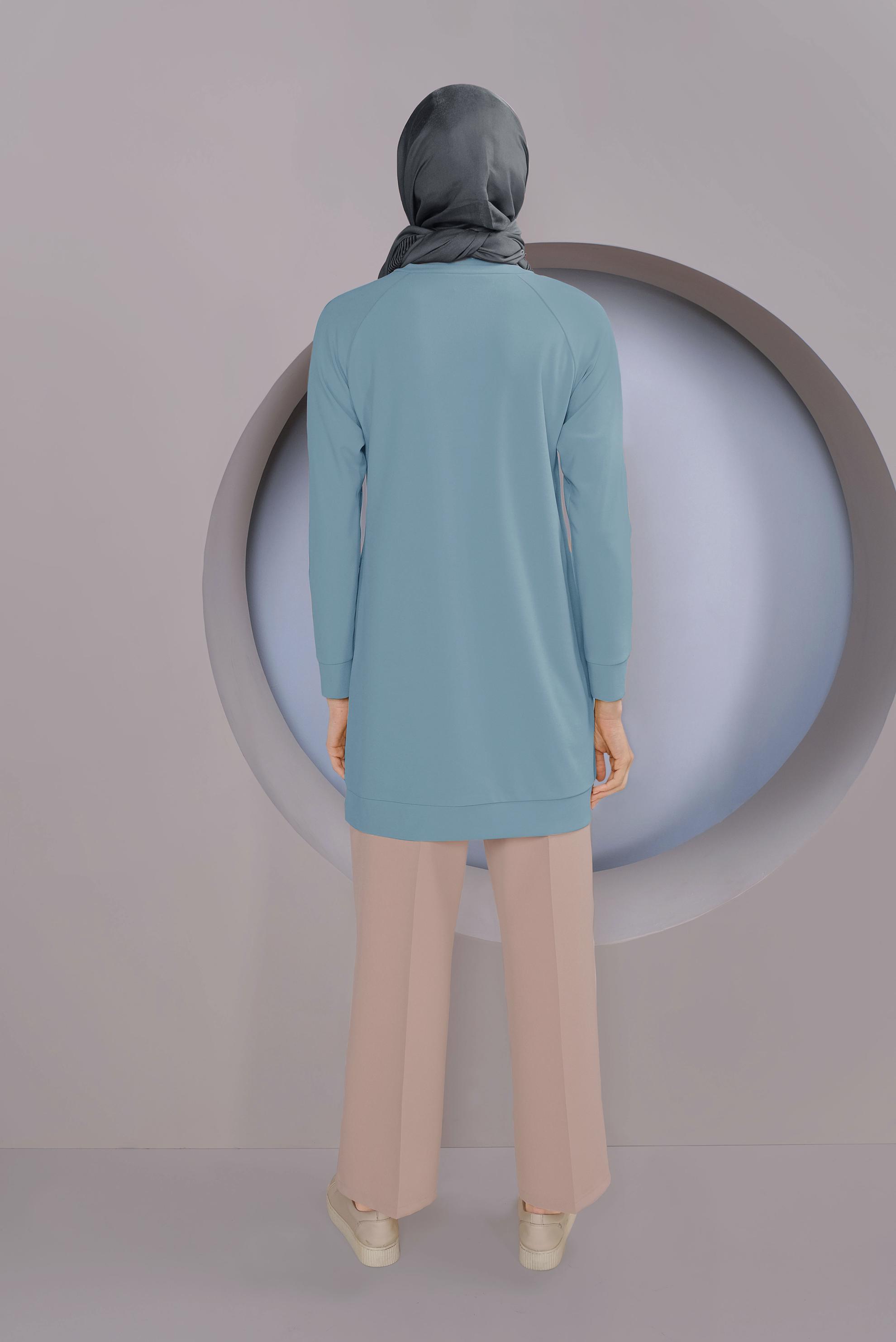 Tesettür giyim MAVİ DESEN BASKILI TUNİK 41352