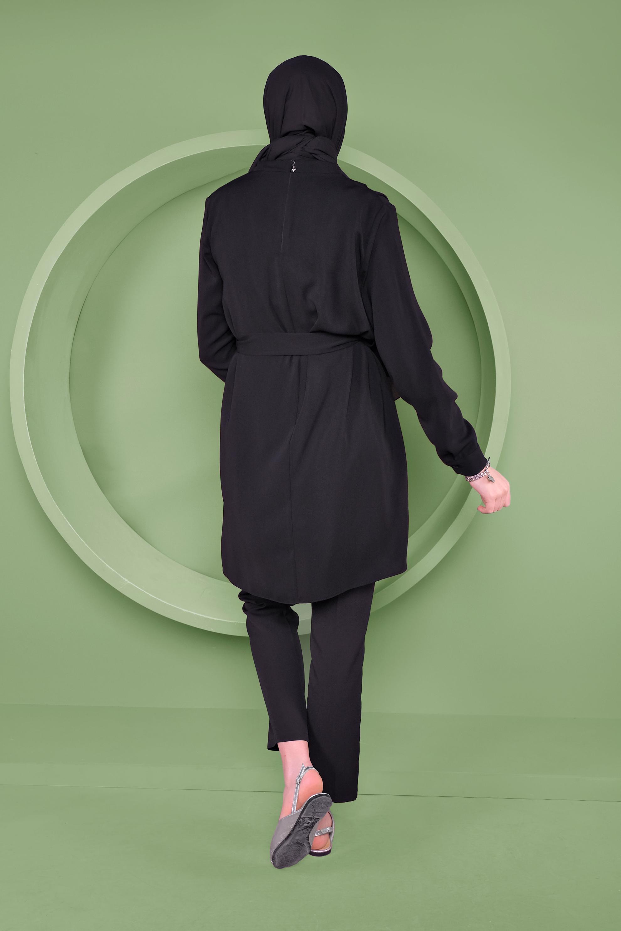 Tesettür giyim SİYAH SALAŞ YAKA TUNİK 41356