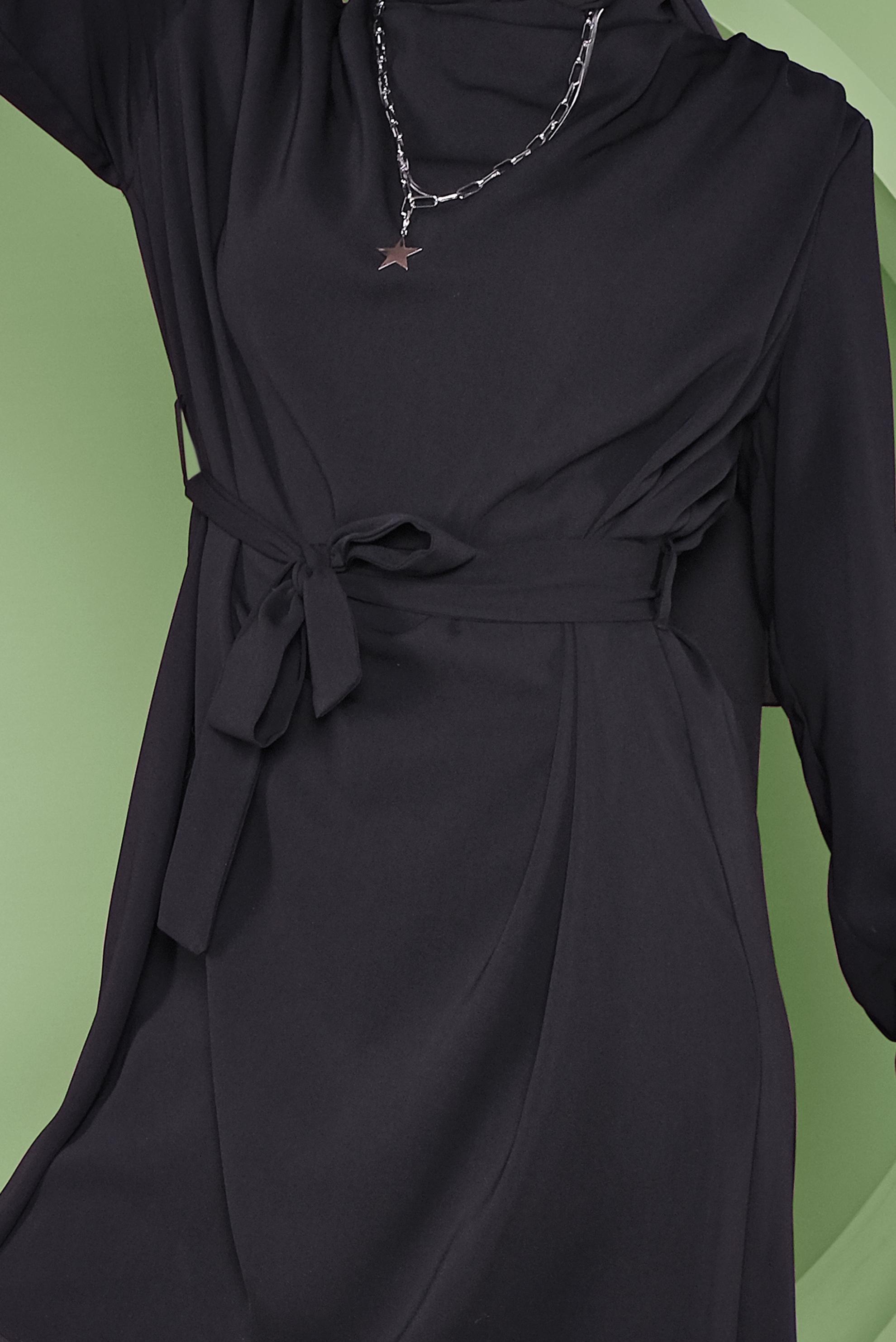 Tesettür giyim SİYAH SALAŞ YAKA TUNİK 41356