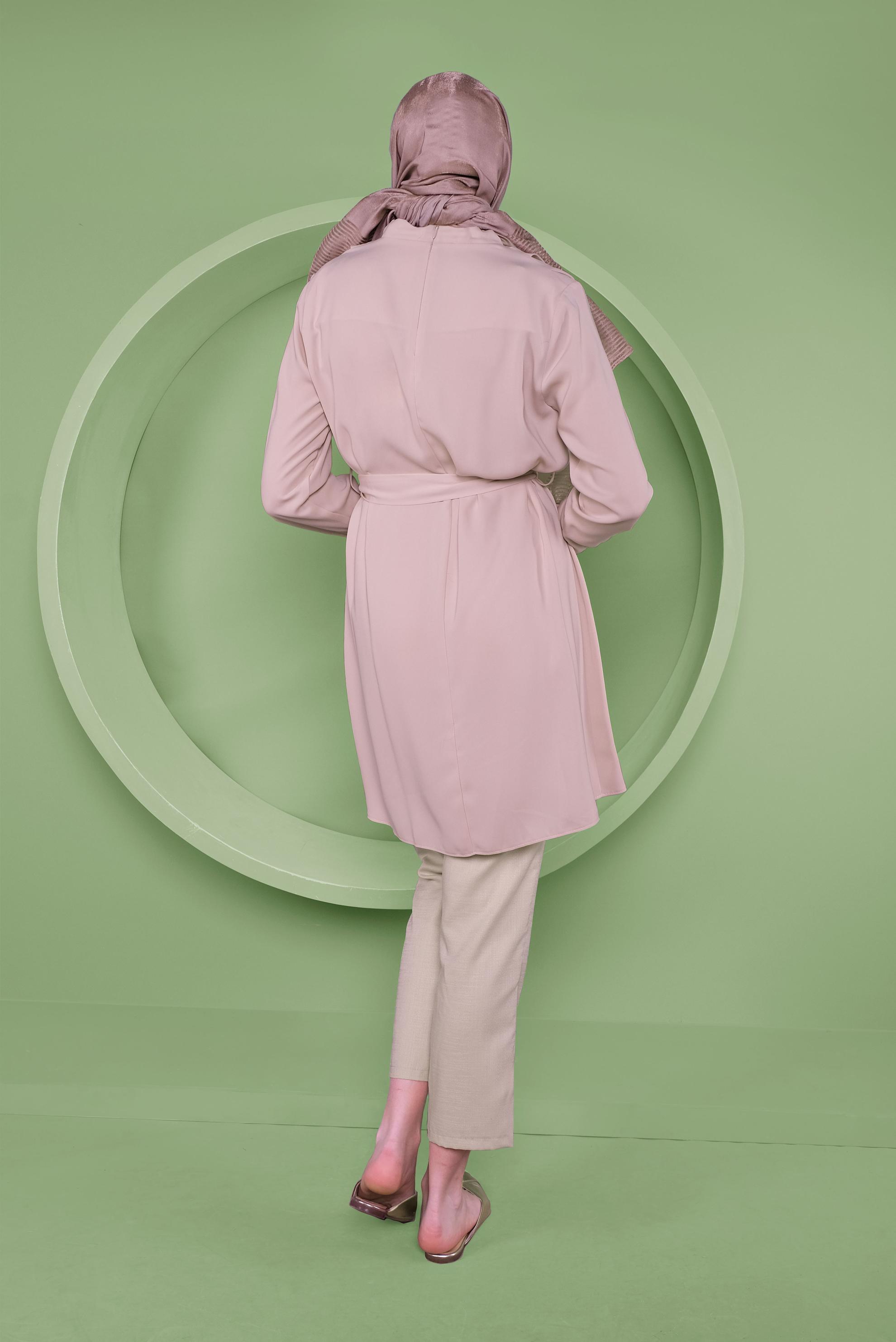 Tesettür giyim EKRU SALAŞ YAKA TUNİK 41356