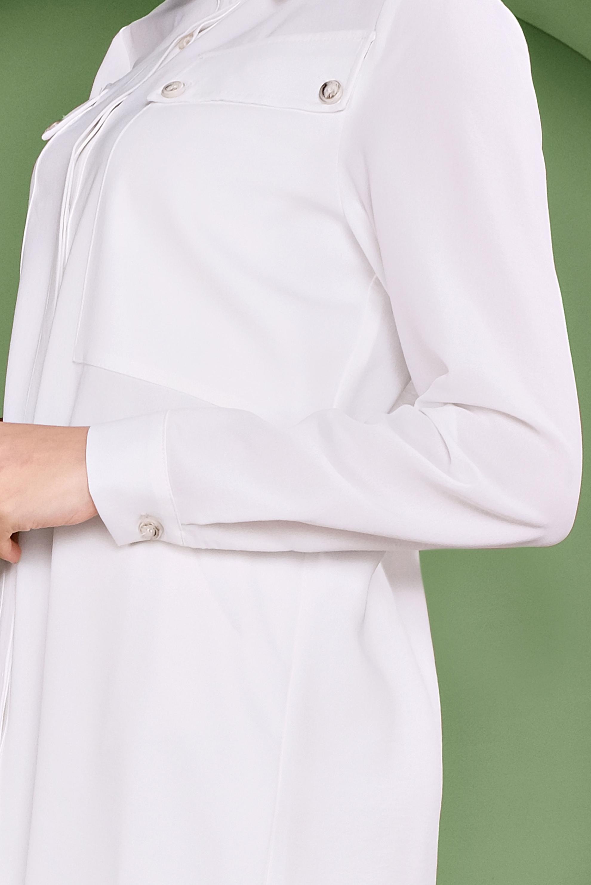 Tesettür giyim BEYAZ CEPLİ DÜĞMELİ TUNİK 41372