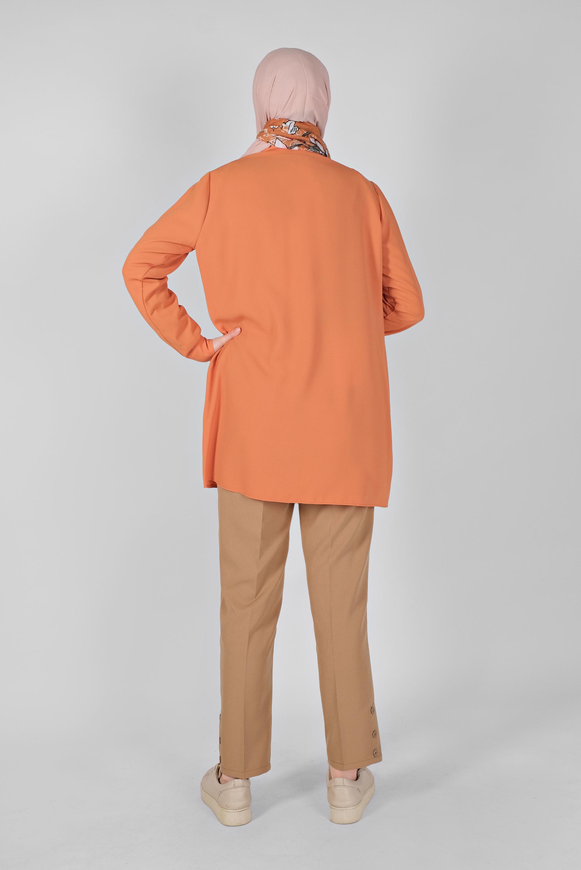 Tesettür giyim TURUNCU CEPLİ DÜĞMELİ TUNİK 41372