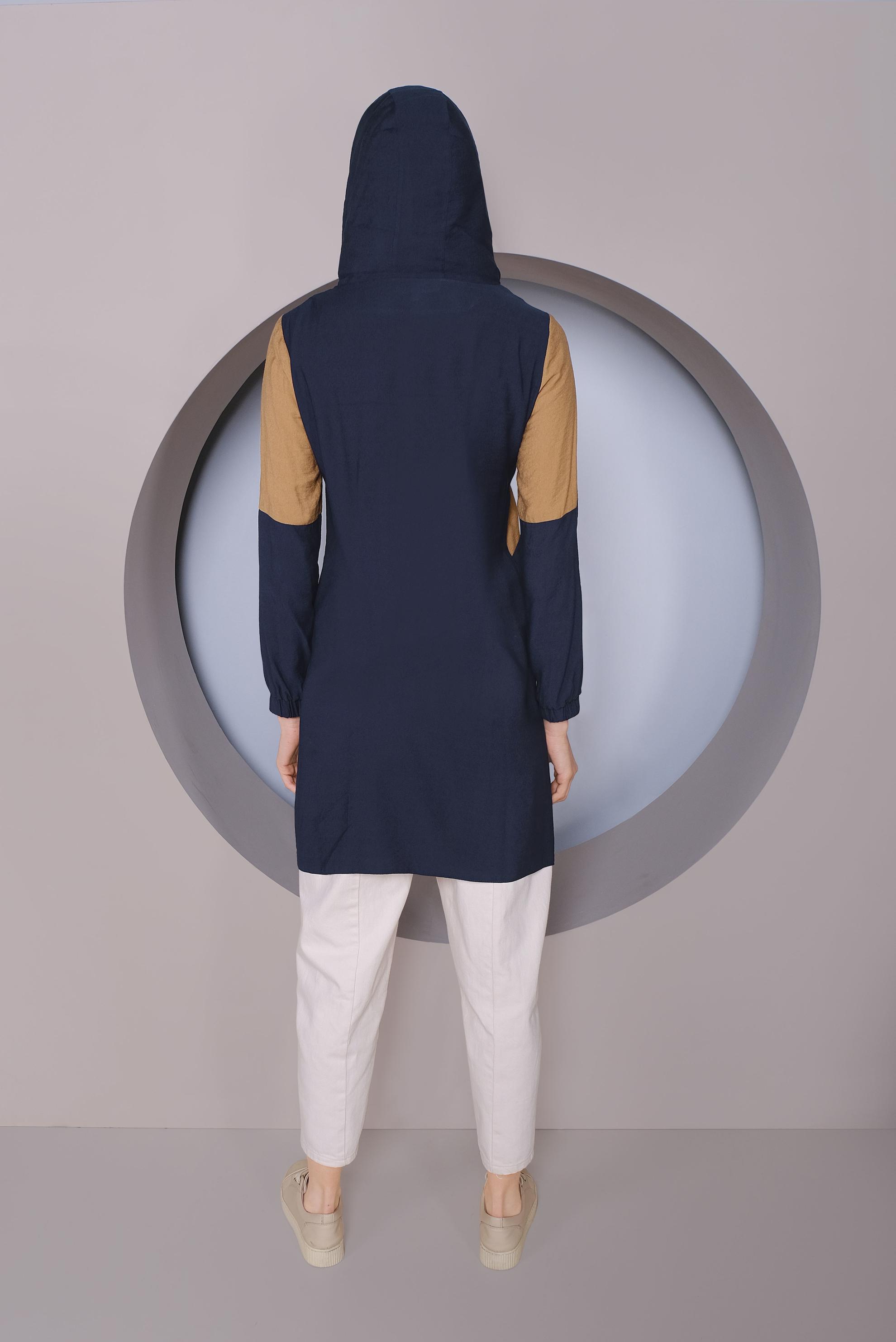 Tesettür giyim LACİVERT RENK BLOKLU TUNİK 41377