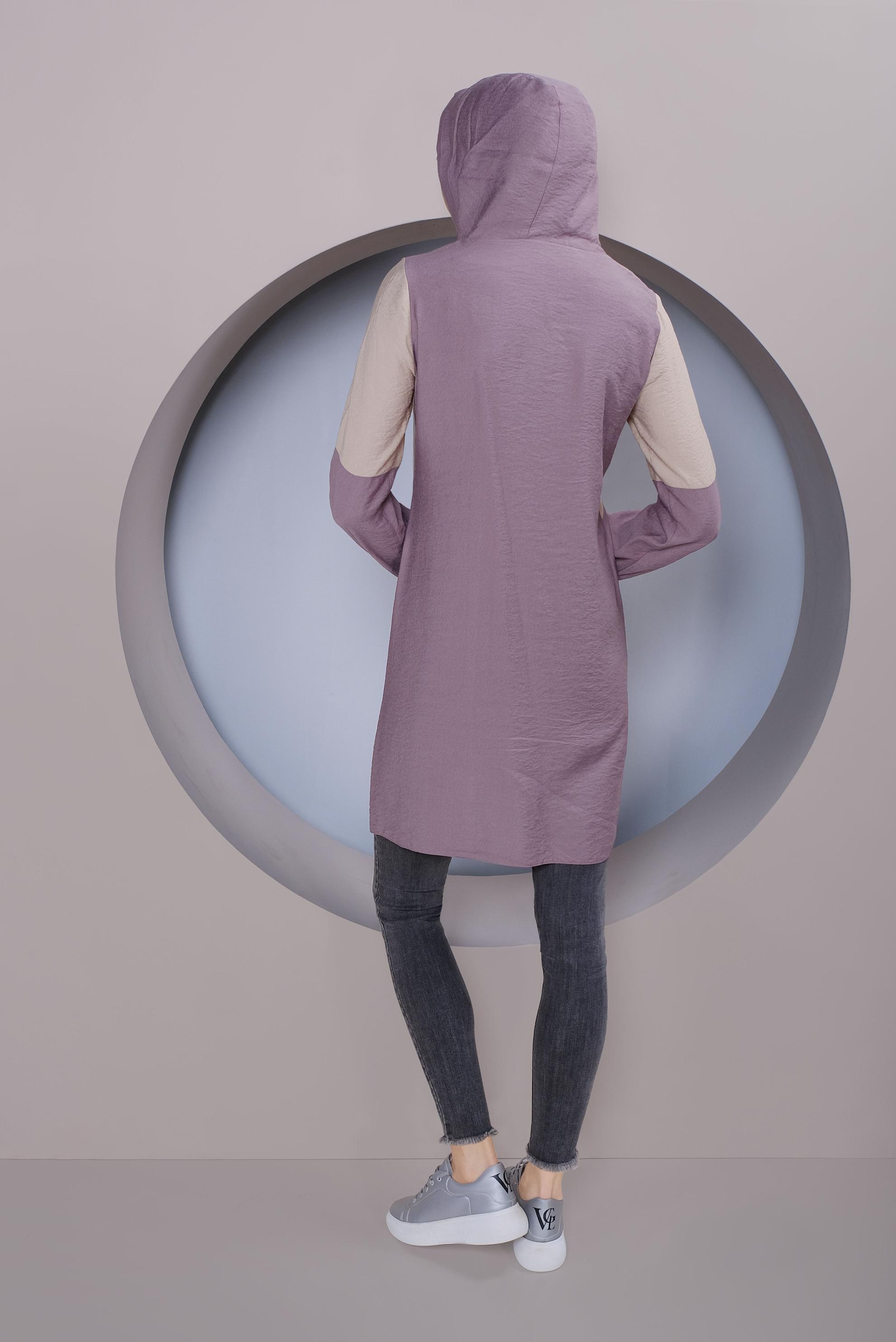 Tesettür giyim MOR RENK BLOKLU TUNİK 41377