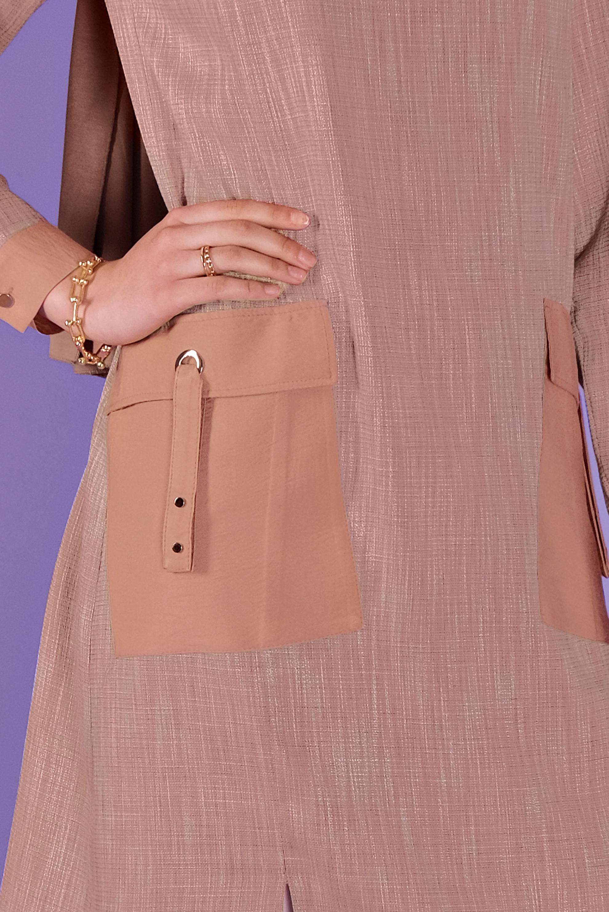 Tesettür giyim TURUNCU CEP DETAYLI TUNİK 41387