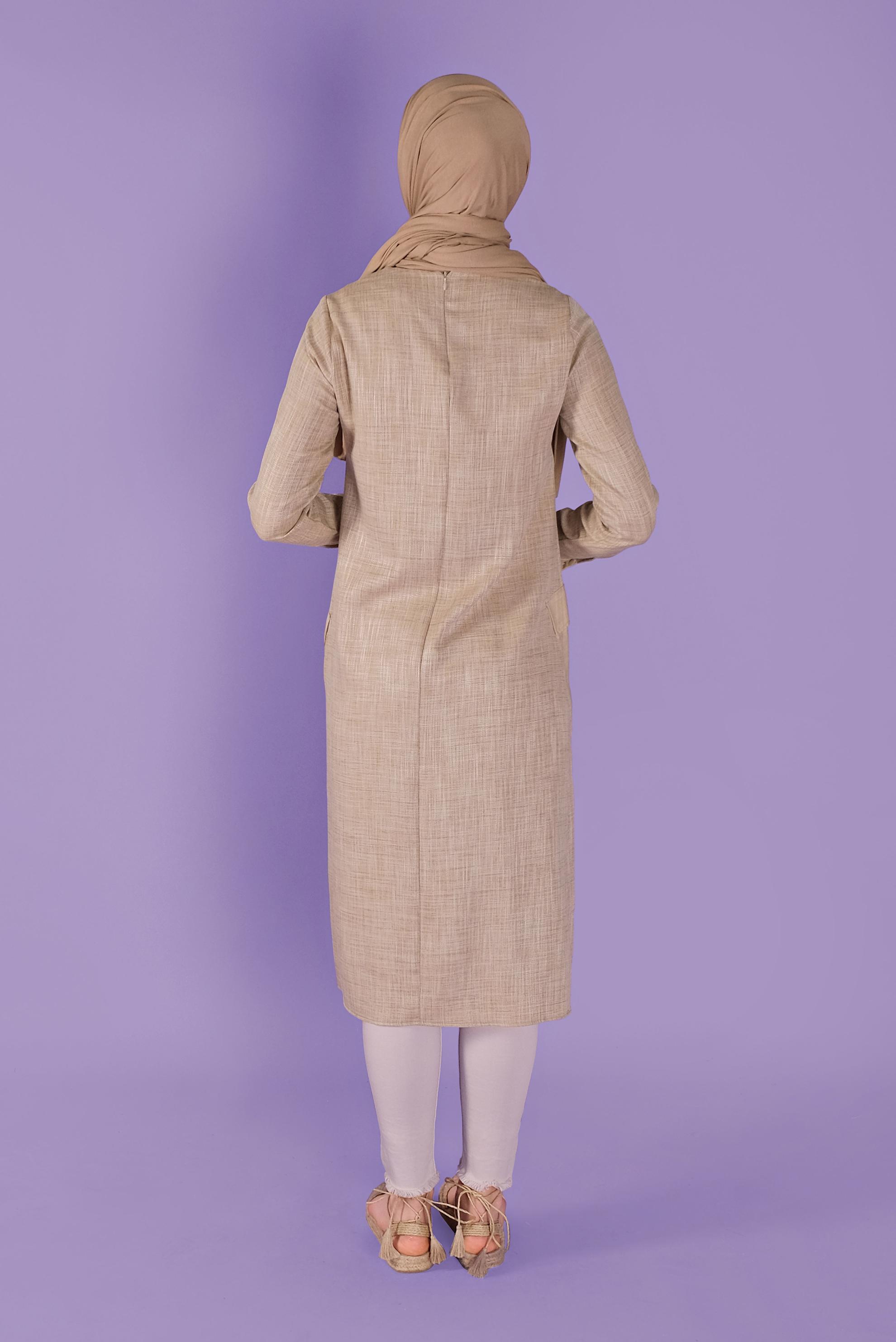 Tesettür giyim KAHVE CEP DETAYLI TUNİK 41387