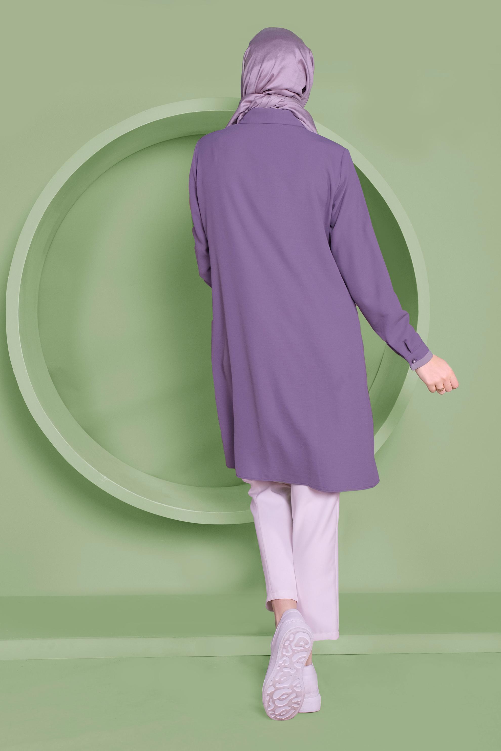 Tesettür giyim MOR ÜÇ RENK KOMBİNLİ TUNİK  41397 