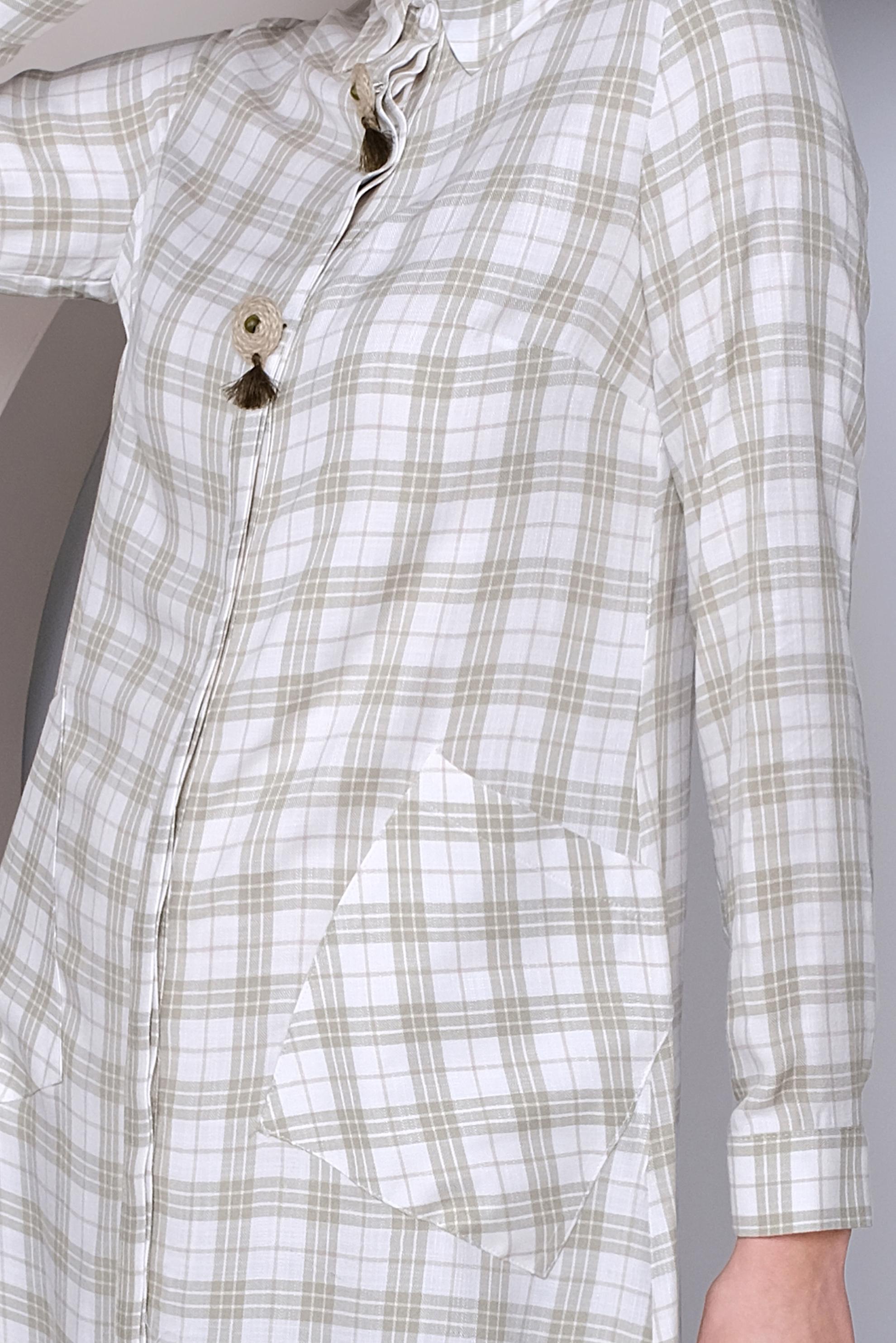 Tesettür giyim HAKİ EKOSE DESENLİ TUNİK 41441