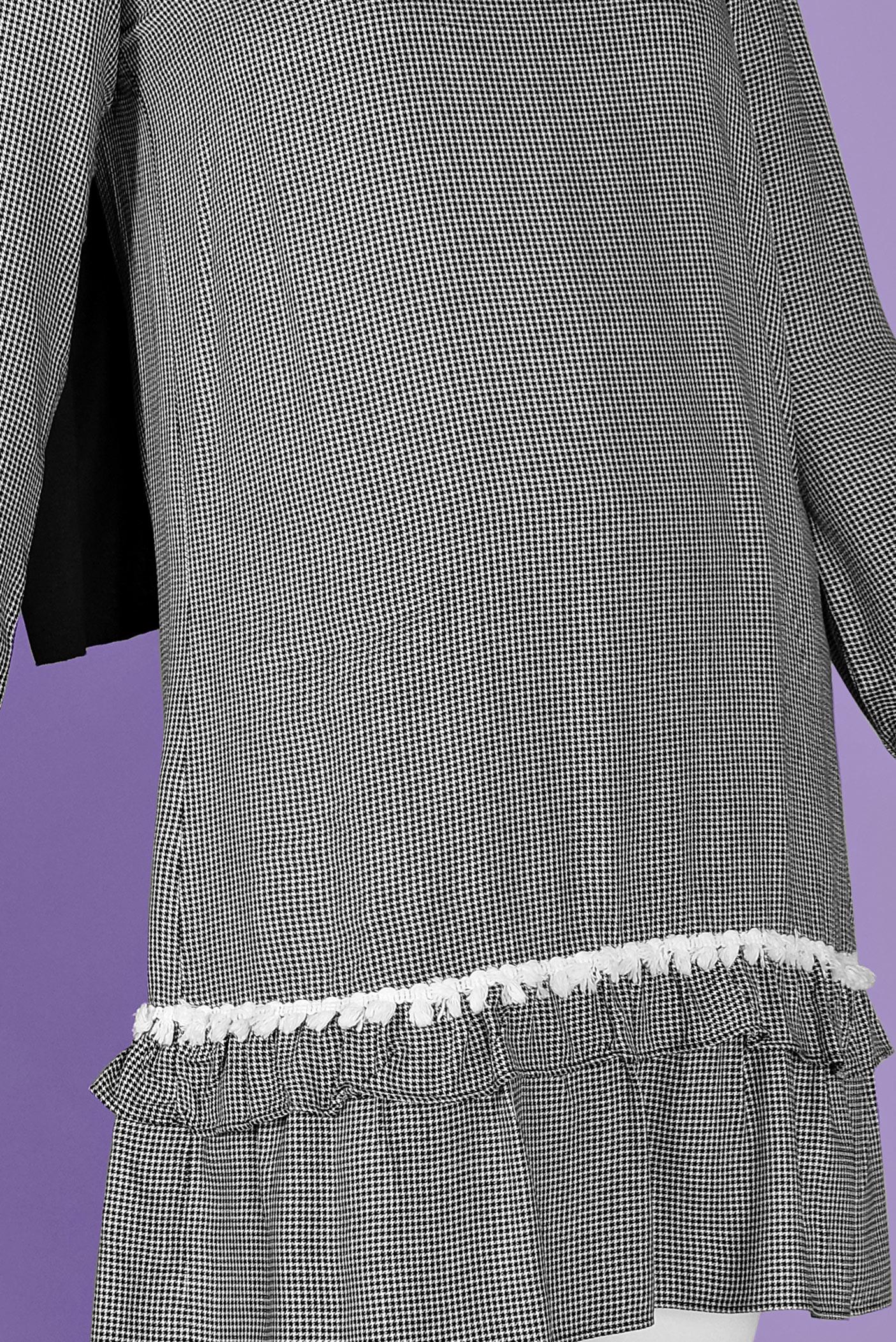 Tesettür giyim SİYAH FIRFIRLI KARELİ TUNİK 41447 