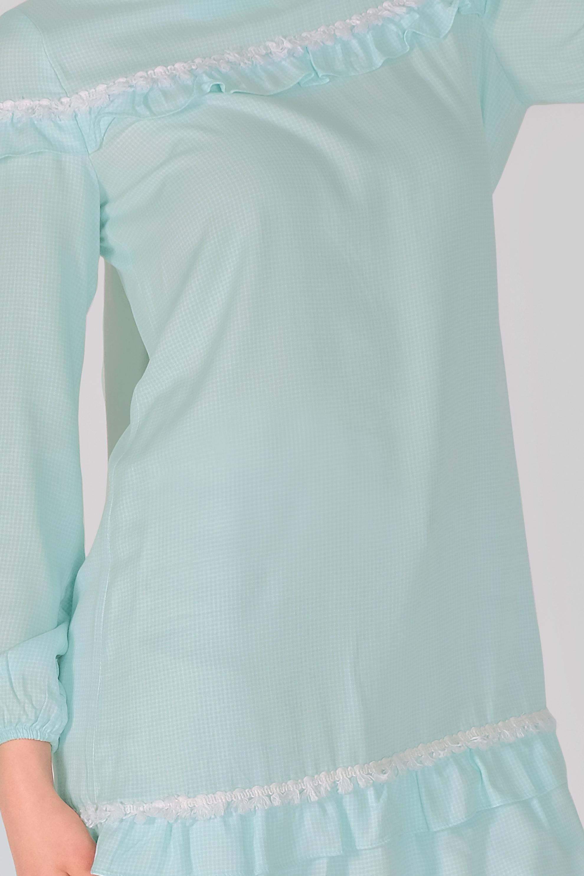 Tesettür giyim MAVİ FIRFIRLI KARELİ TUNİK 41447 