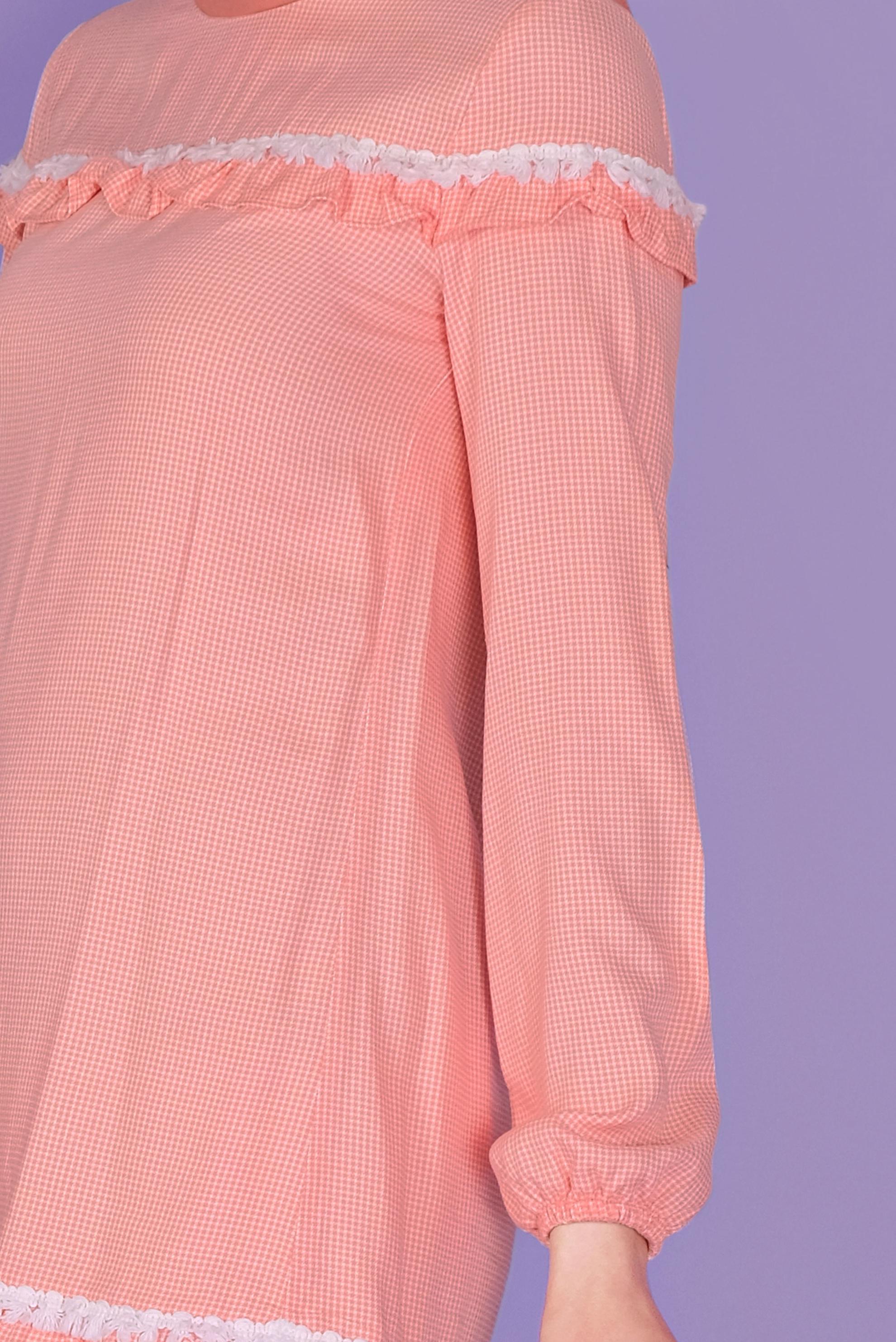 Tesettür giyim MERCAN FIRFIRLI KARELİ TUNİK 41447 