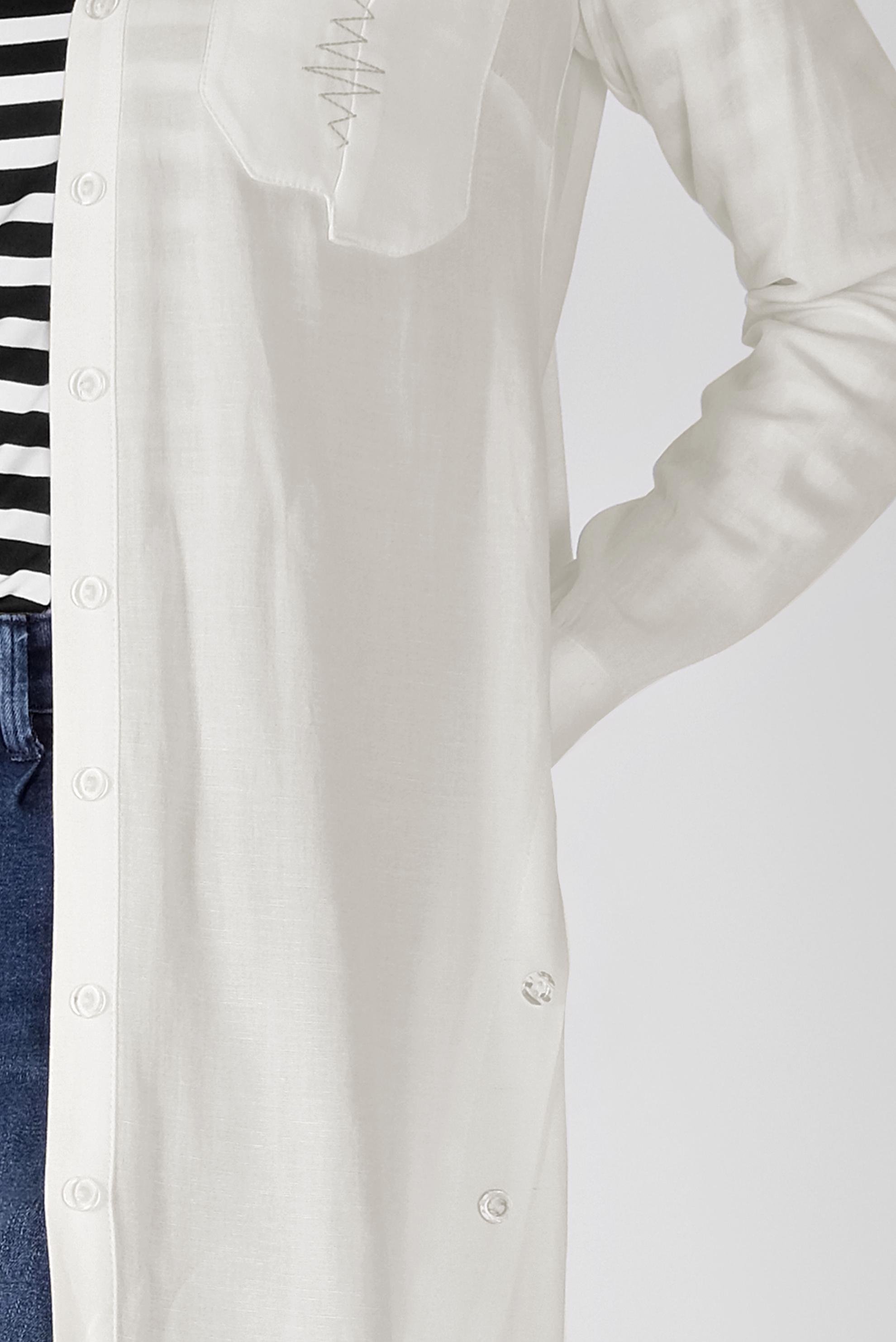 Tesettür giyim BEYAZ NAKIŞ VE DÜĞME DETAYLI TUNİK 41465