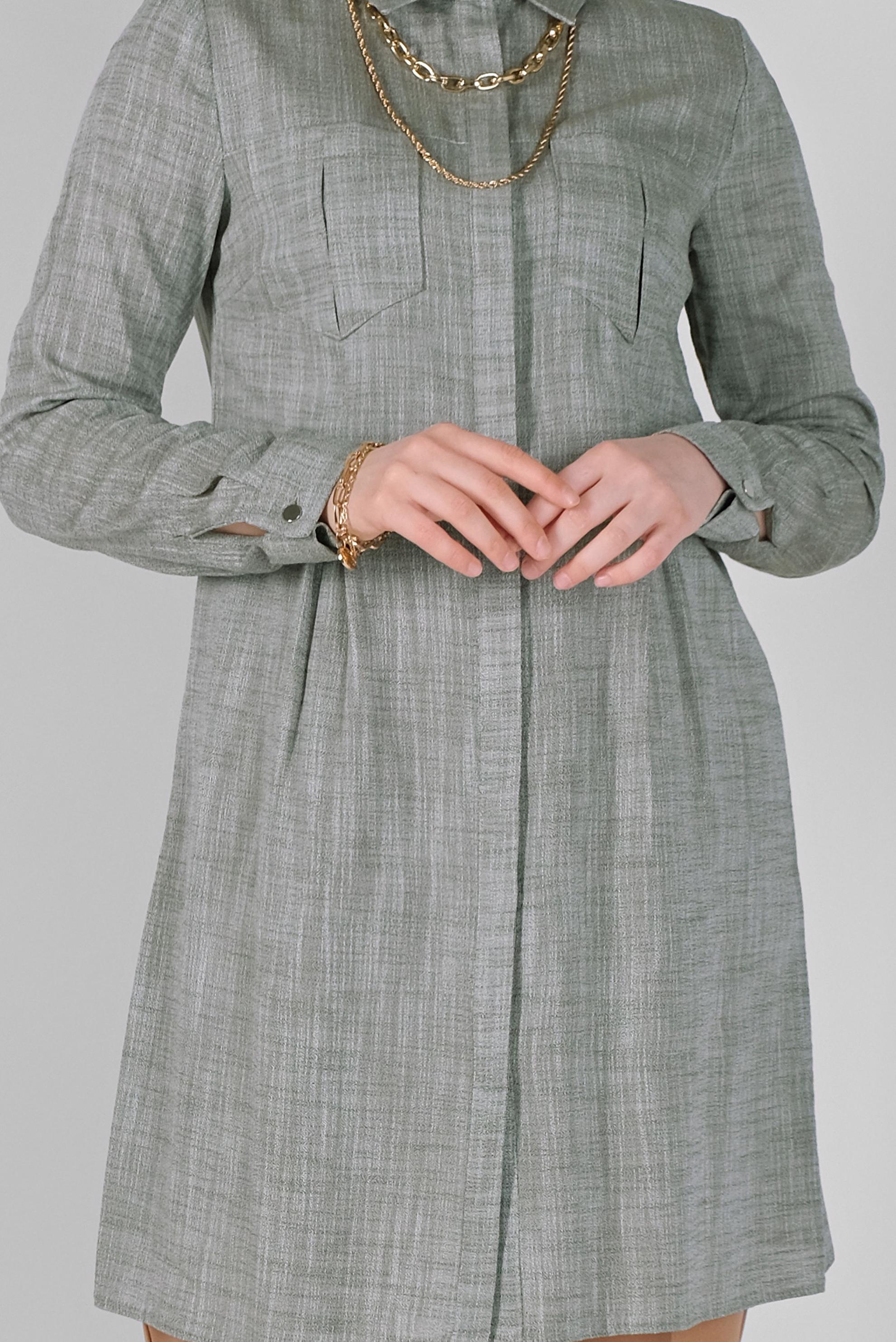 Tesettür giyim HAKİ PAMUKLU KIRÇILLI TUNİK 41491