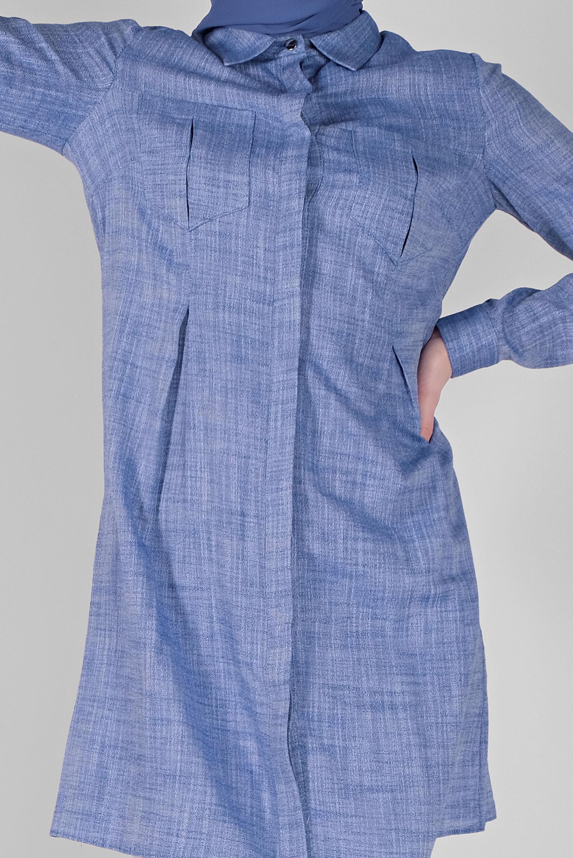 Tesettür giyim LACİVERT PAMUKLU KIRÇILLI TUNİK 41491