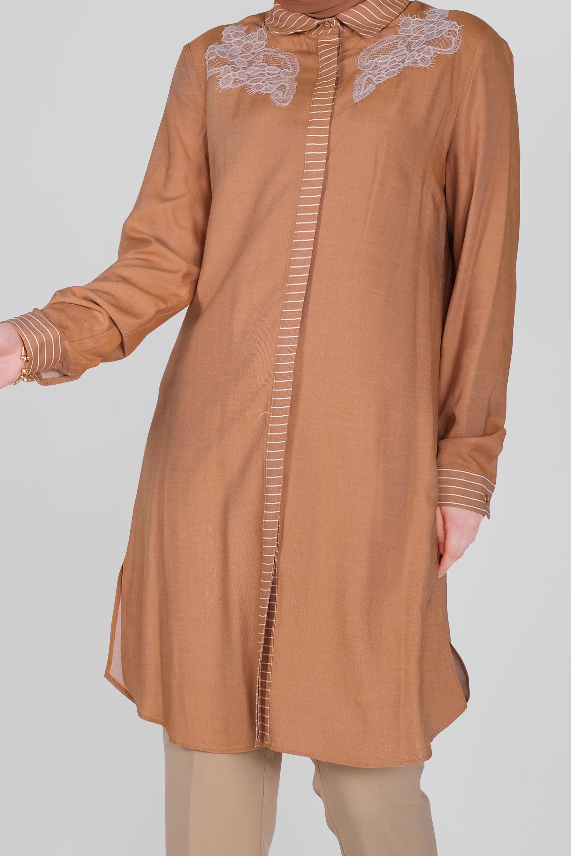 Hijab clothing ORANGE LACED BUTTONED TUNIC 41494 