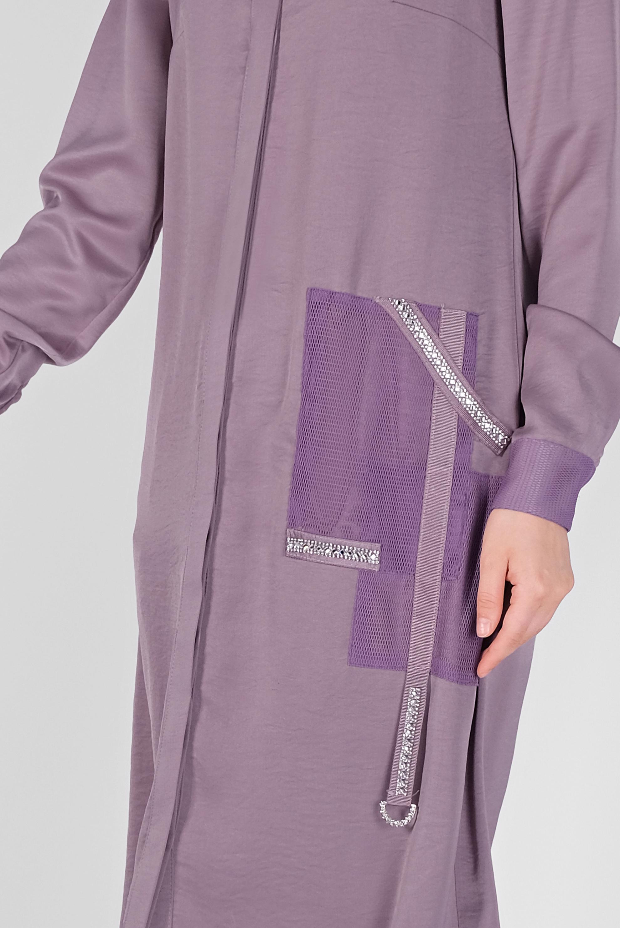 Tesettür giyim MOR FİLE DETAYLI TAŞLI DÜĞMELİ TUNİK 41498  