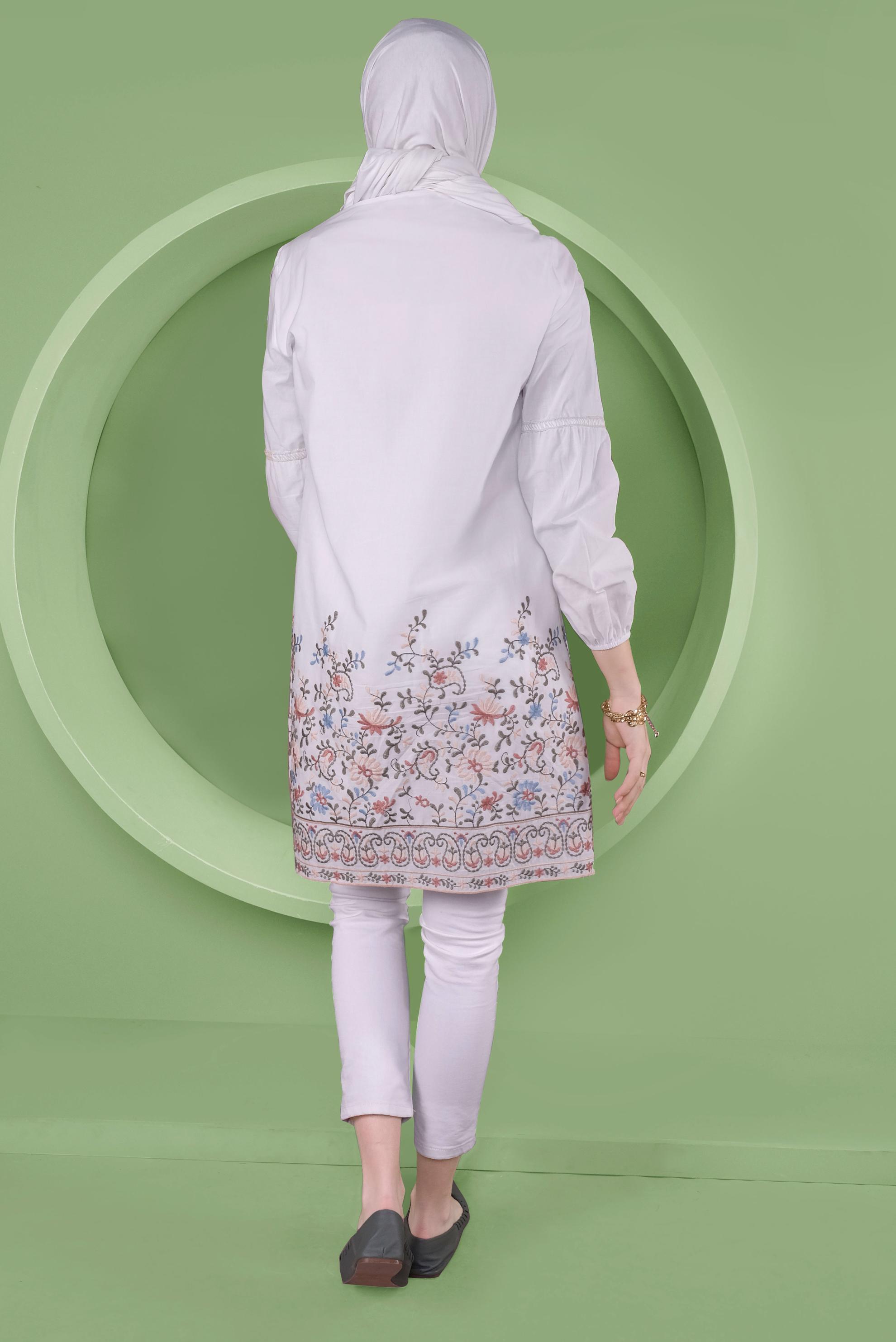 Tesettür giyim BEJ NAKIŞ İŞLEMELİ TUNİK 41504