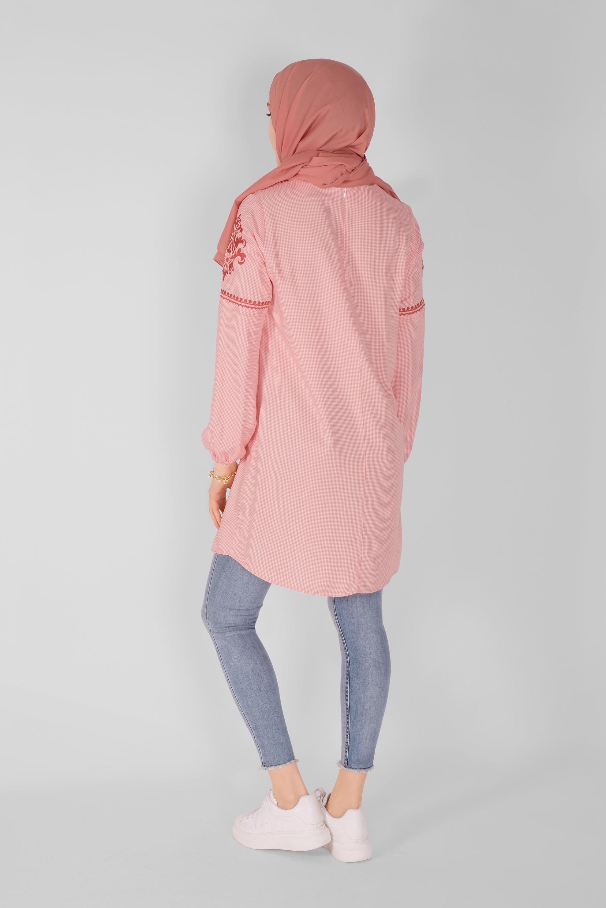 Tesettür giyim MERCAN NAKIŞLI TUNİK 41526 