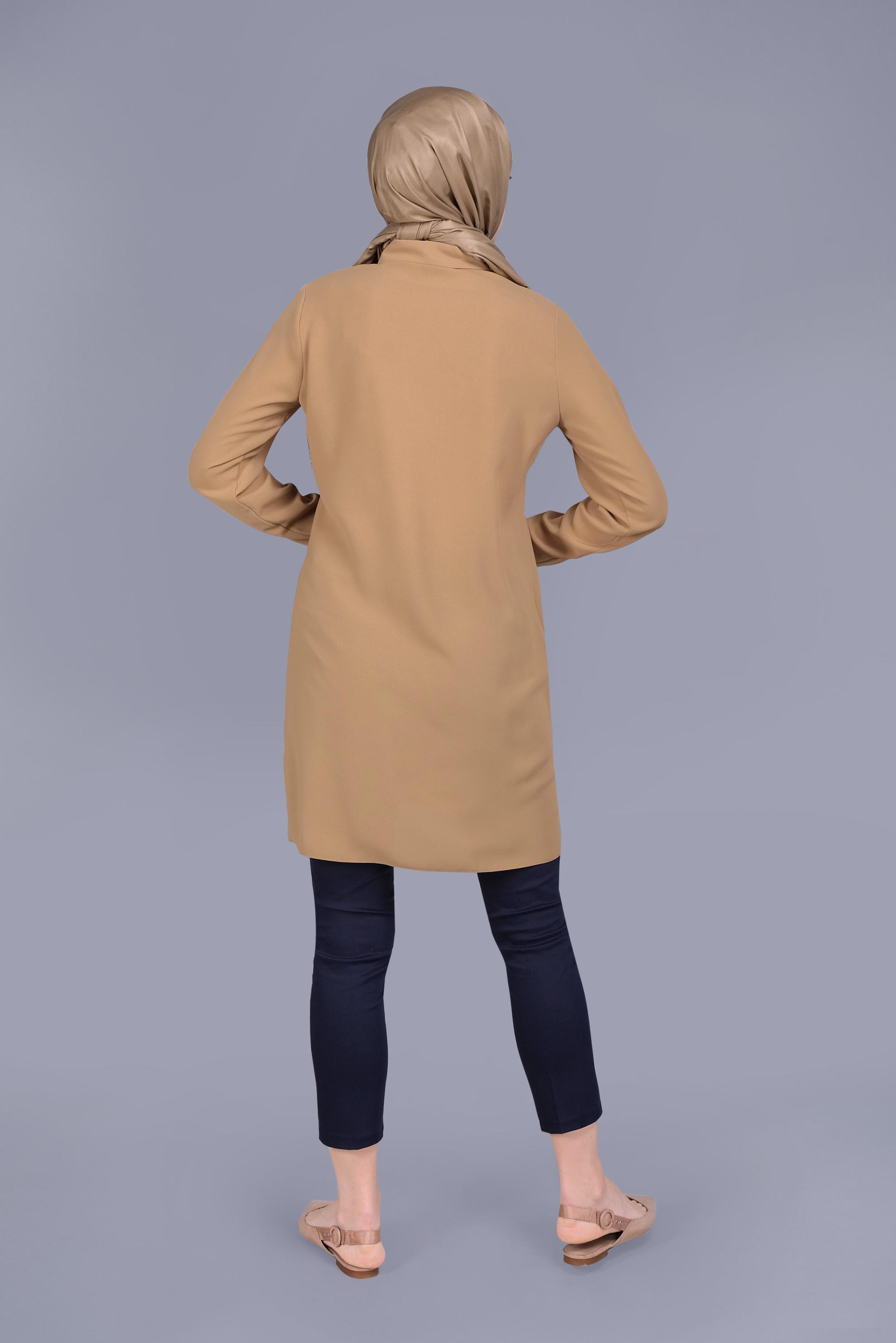 Tesettür giyim SARI NAKIŞLI PULLU TUNİK 41529 