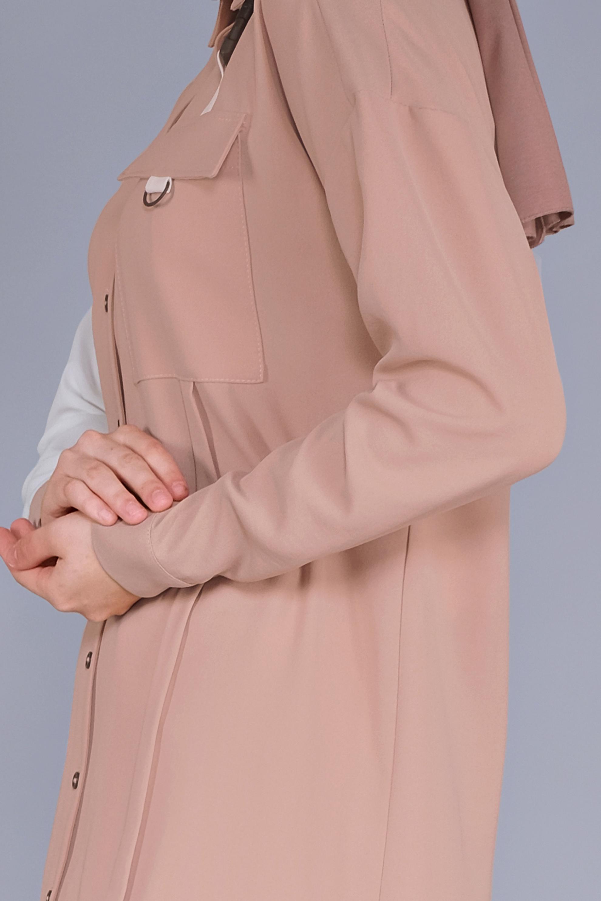 Tesettür giyim PUDRA TOKA DETAYLI DÜĞMELİ TUNİK 41541