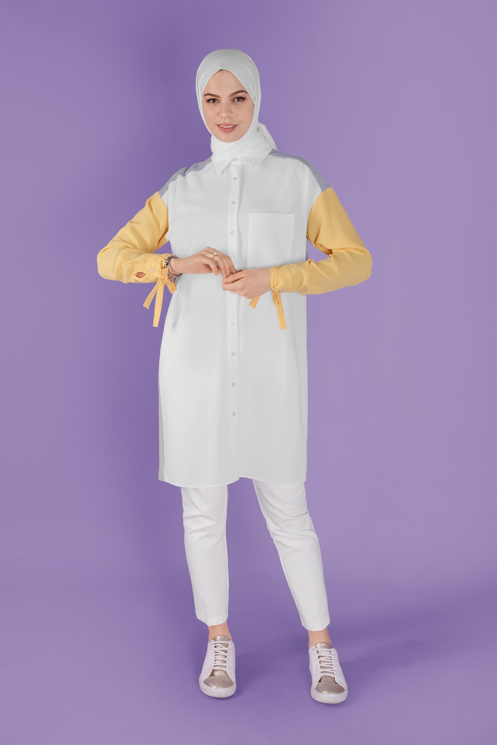 Tesettür giyim GRİ 3 RENK KOMBİNLİ AEROBİN TUNİK 41542