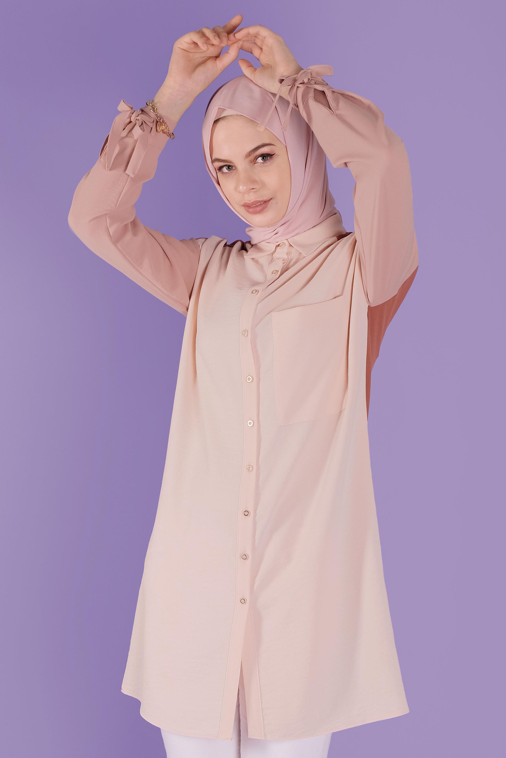 Tesettür giyim TURUNCU 3 RENK KOMBİNLİ AEROBİN TUNİK 41542