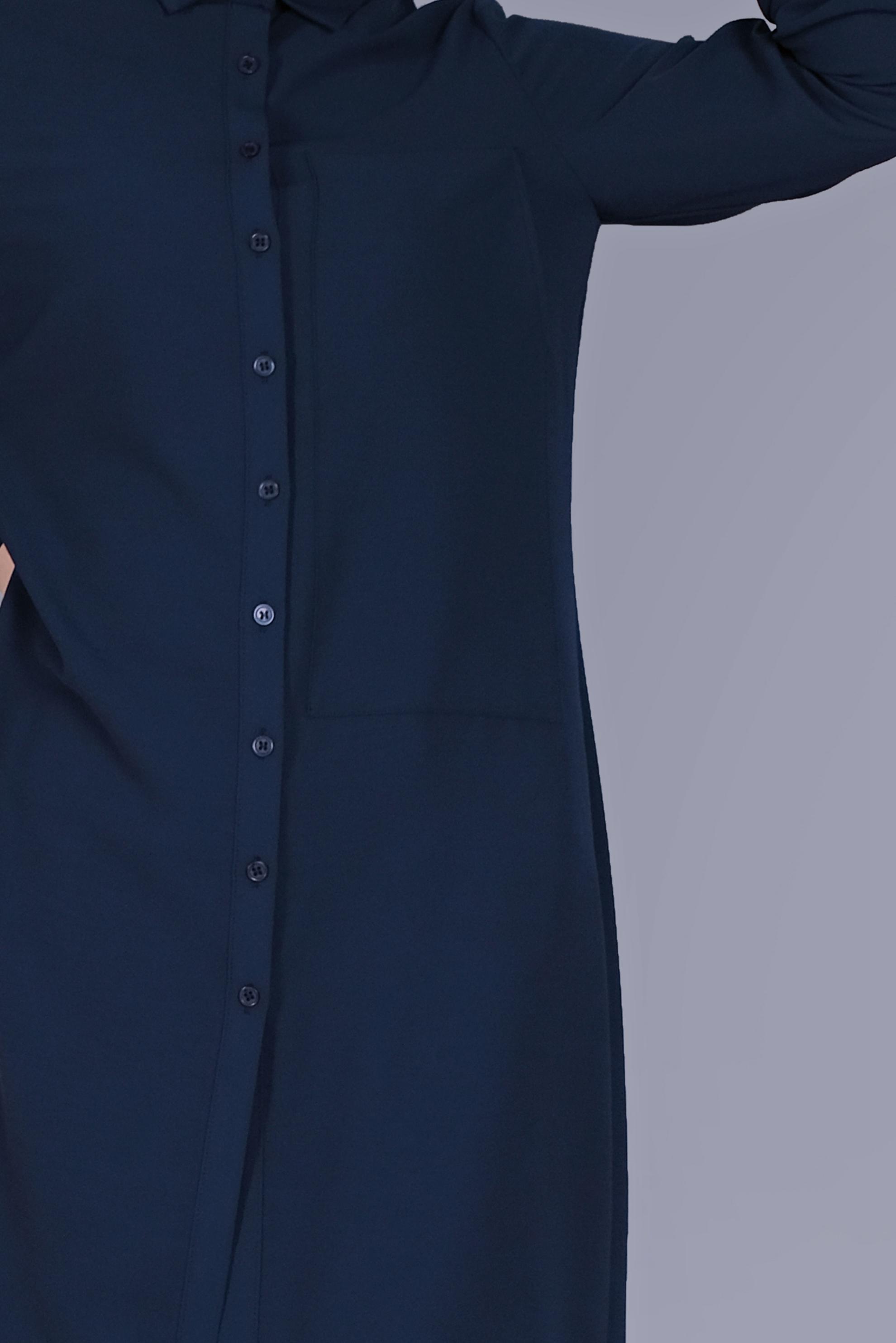 Tesettür giyim LACİVERT MANŞETLERİ BAĞLAMA DETAYLI TUNİK 41544 