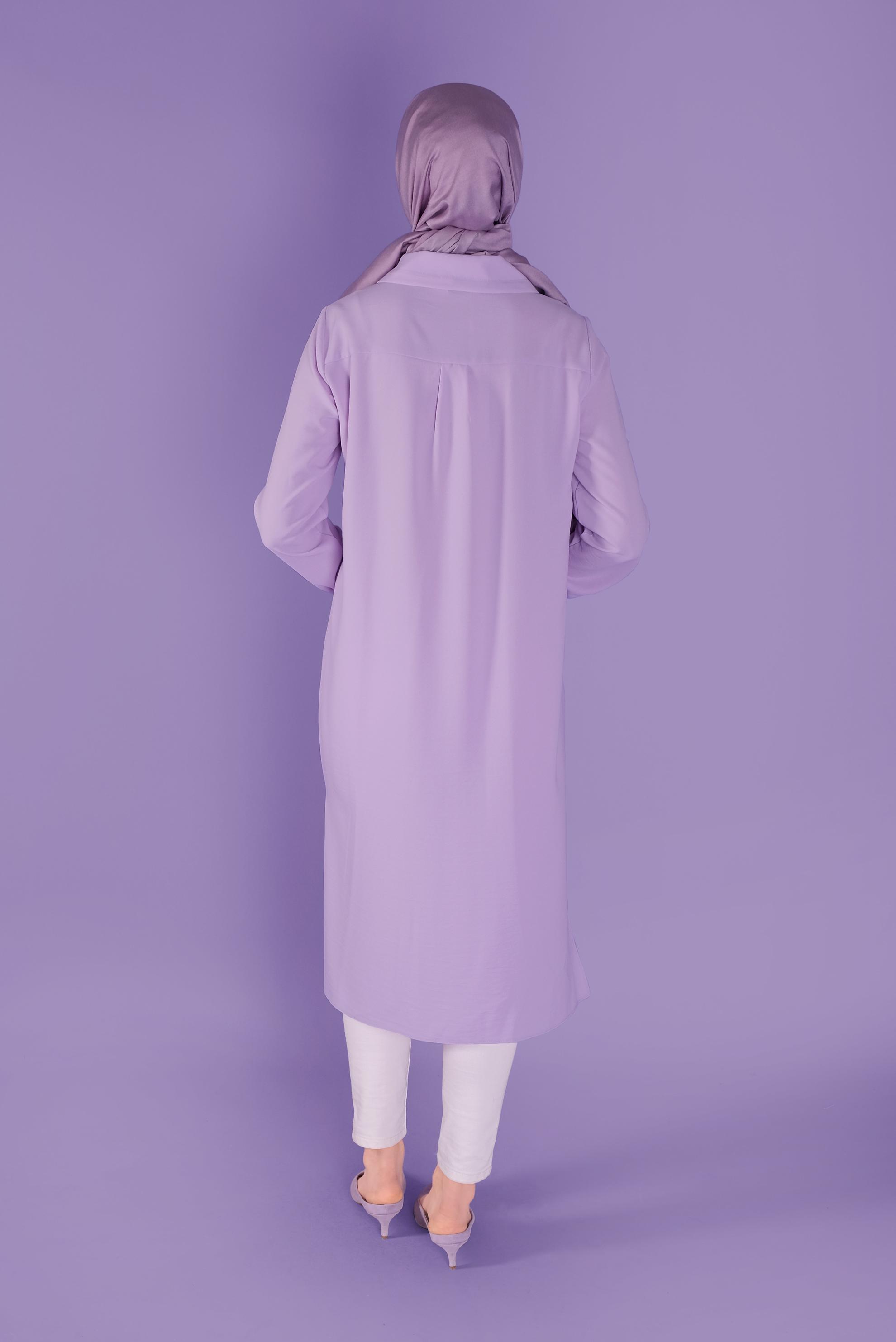 Tesettür giyim MOR ÜÇ RENK KOMBİNLİ TUNİK 41546 