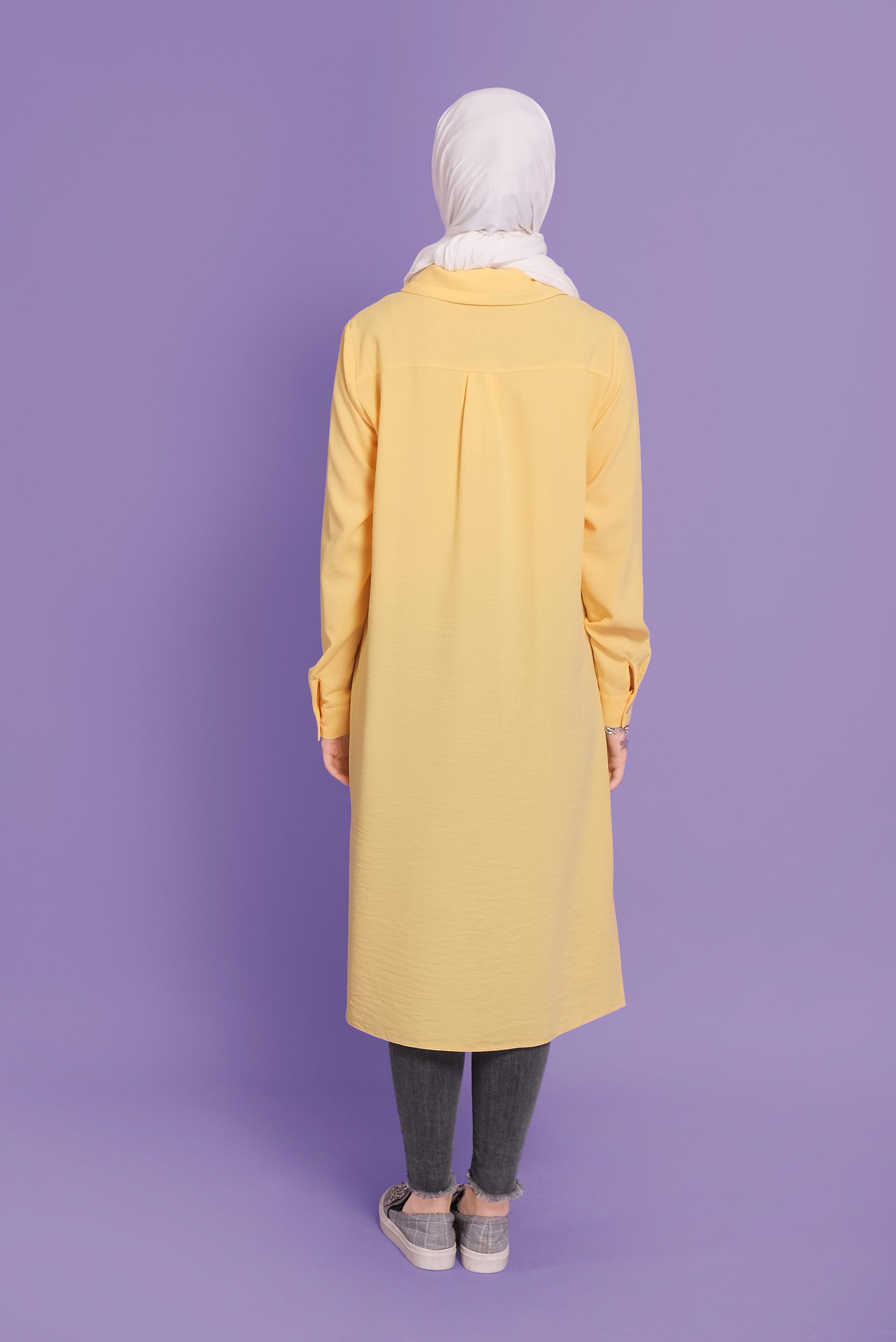 Tesettür giyim SARI ÜÇ RENK KOMBİNLİ TUNİK 41546 