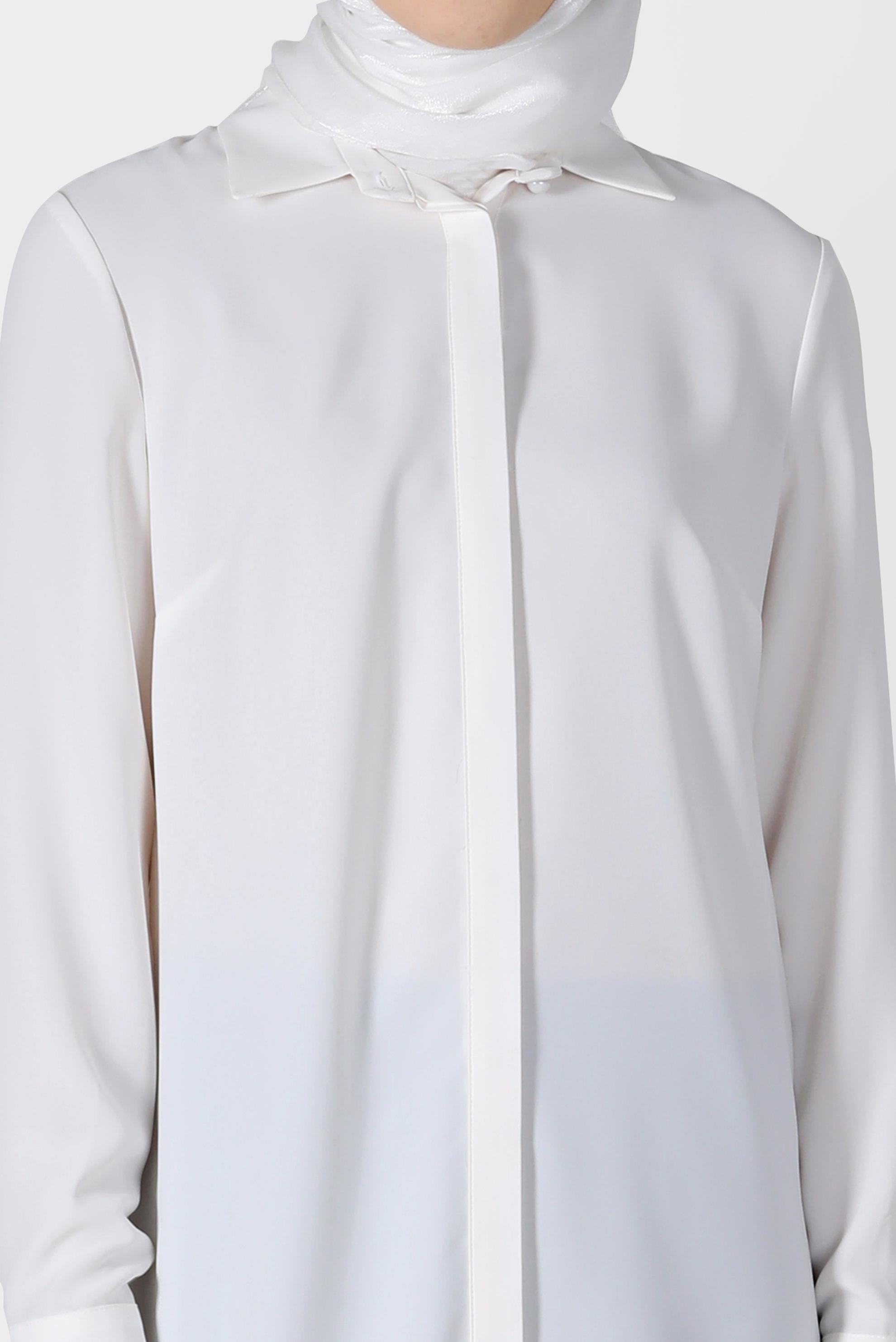 Tesettür giyim EKRU GÖMLEK YAKA TUNİK 41557