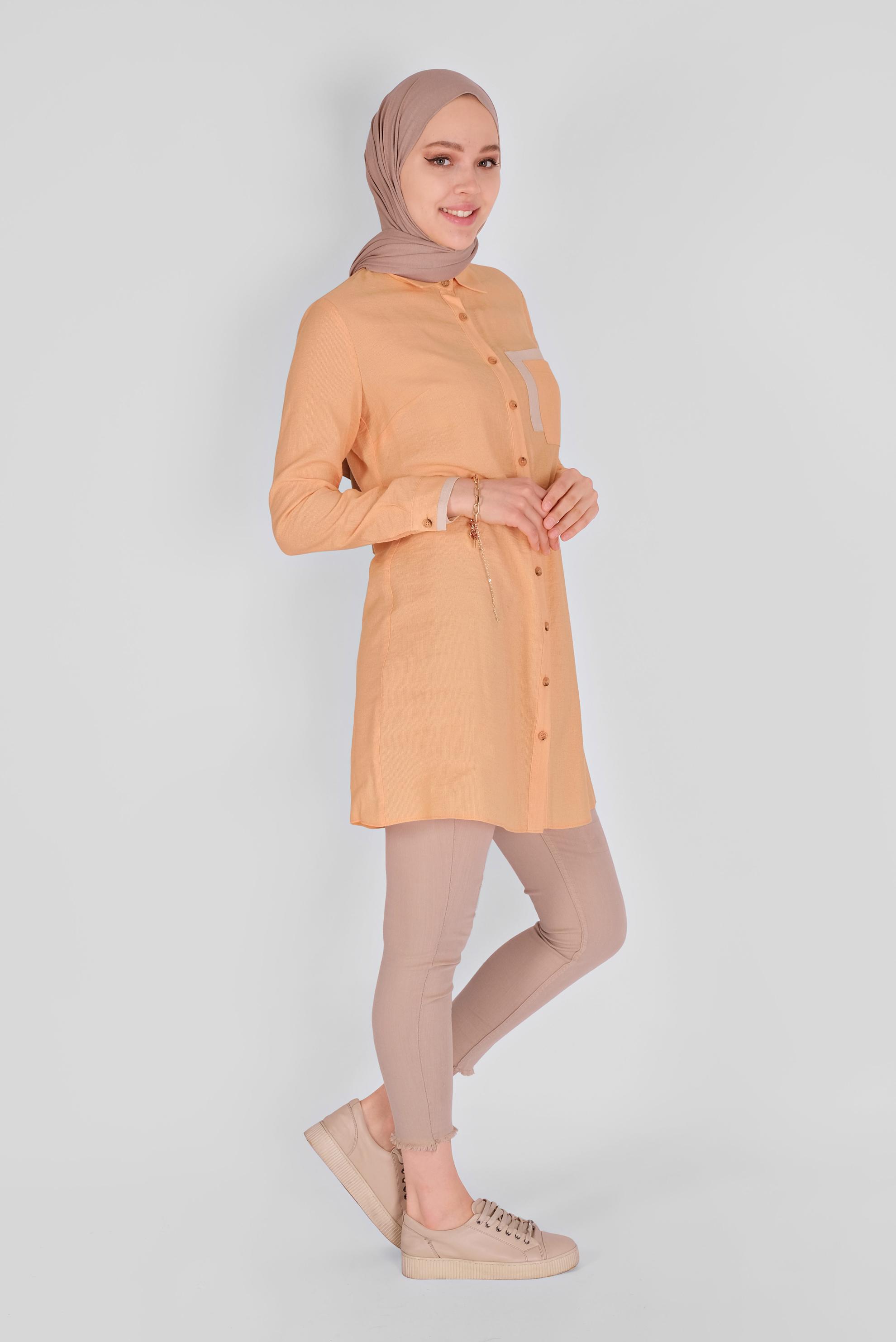 Tesettür giyim TURUNCU BOYDAN DÜĞMELİ TUNİK 41565