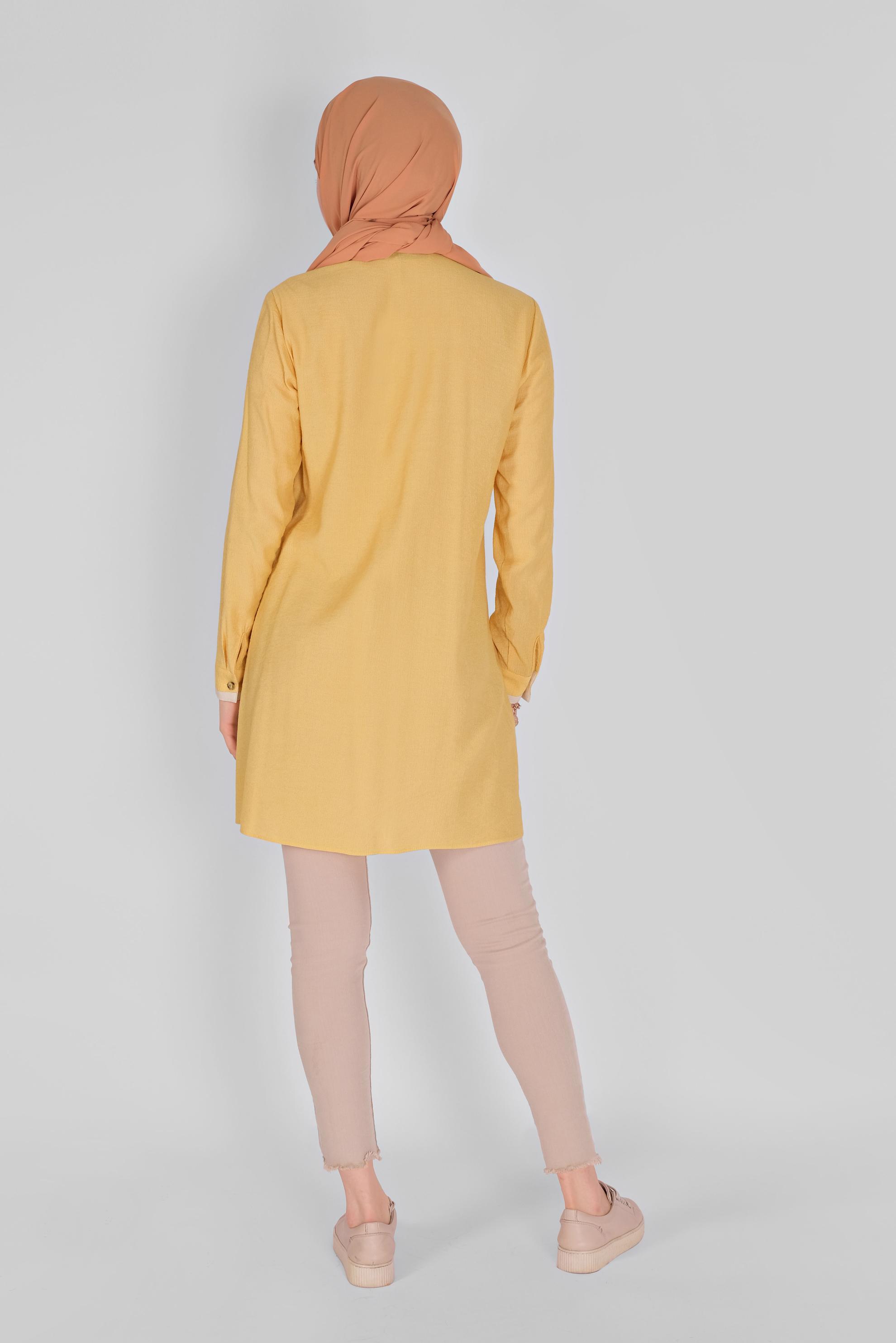 Tesettür giyim SARI BOYDAN DÜĞMELİ TUNİK 41565