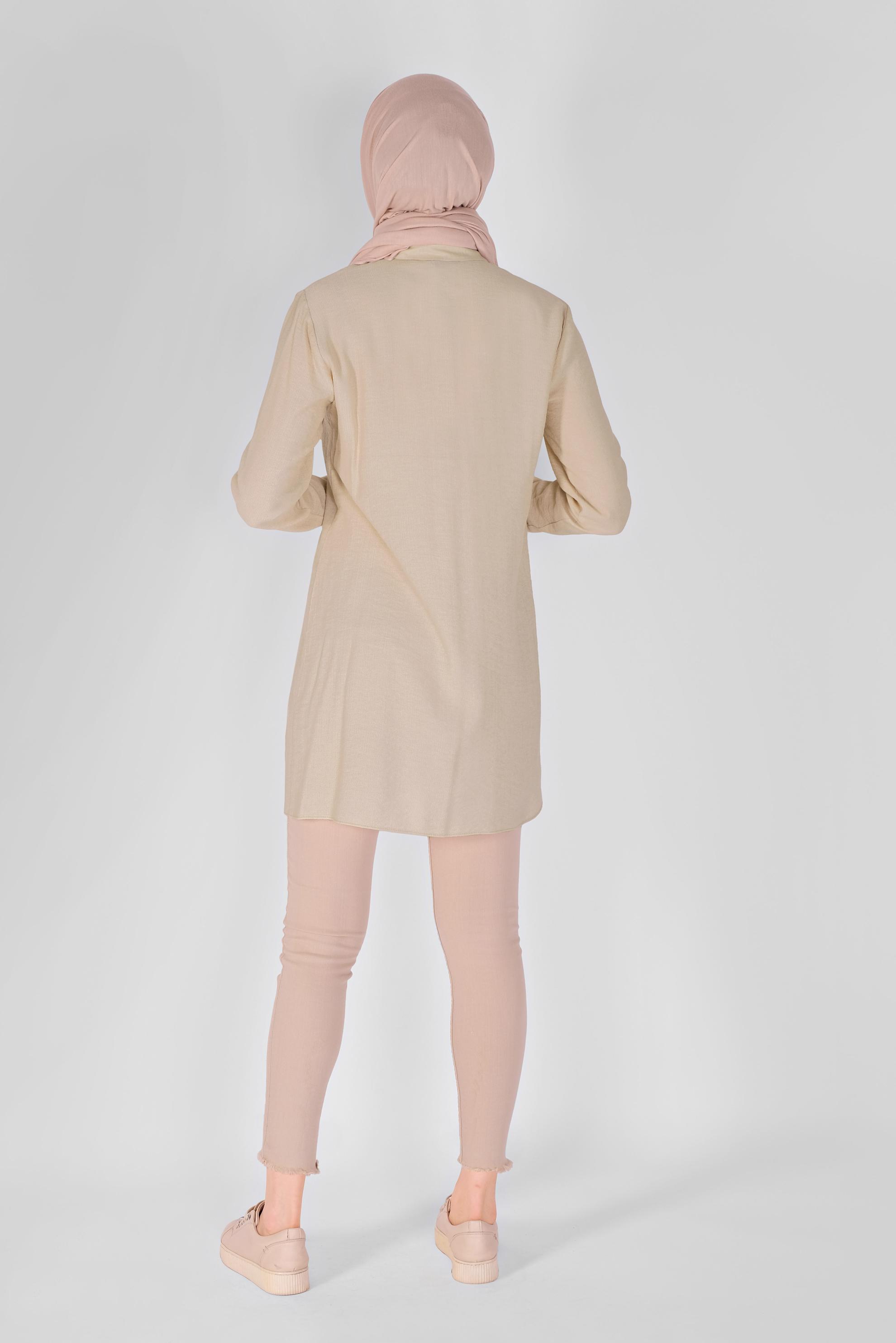 Tesettür giyim BEJ BOYDAN DÜĞMELİ TUNİK 41565